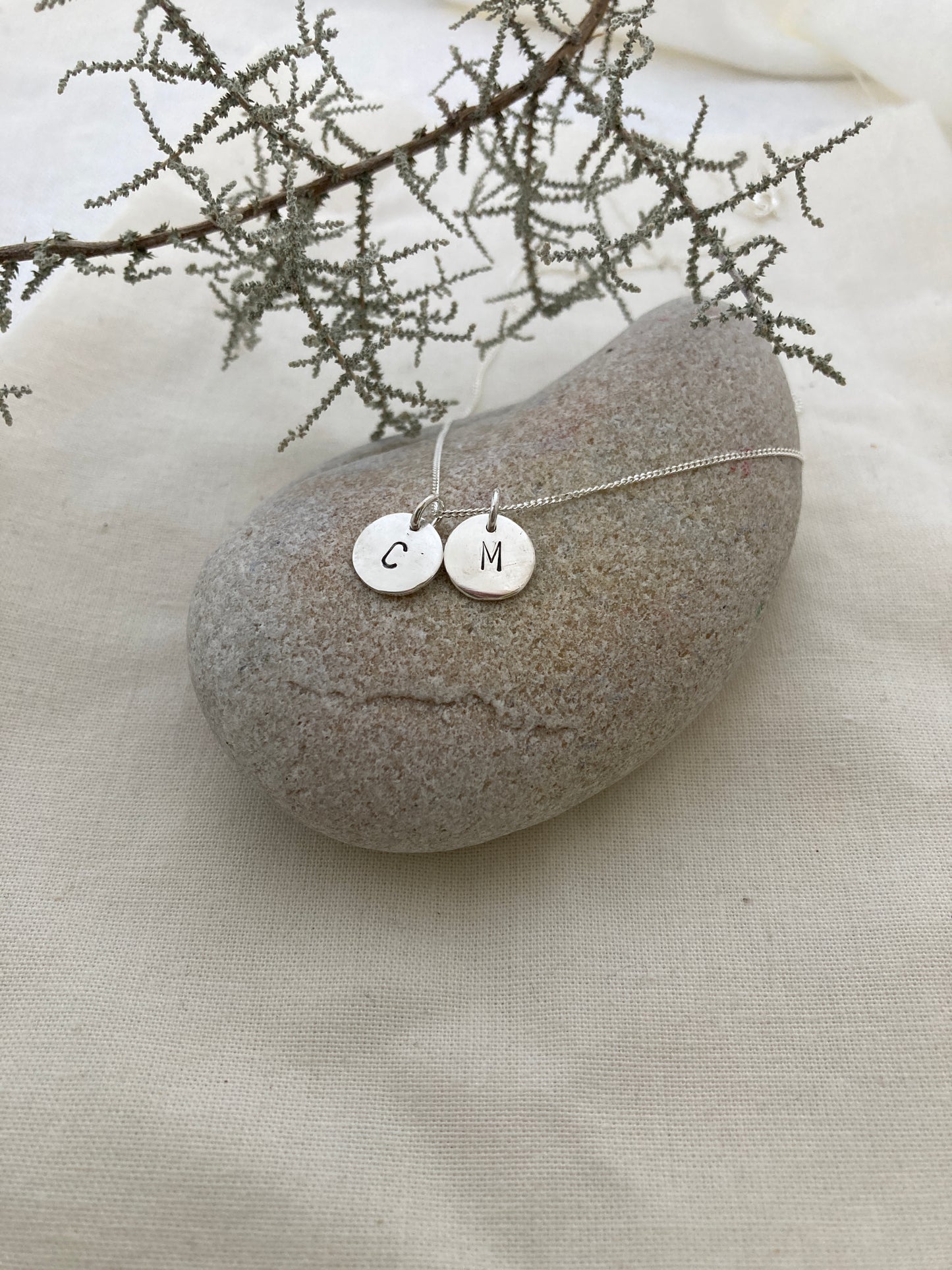 Sterling Silver 9mm Initial Disc Set