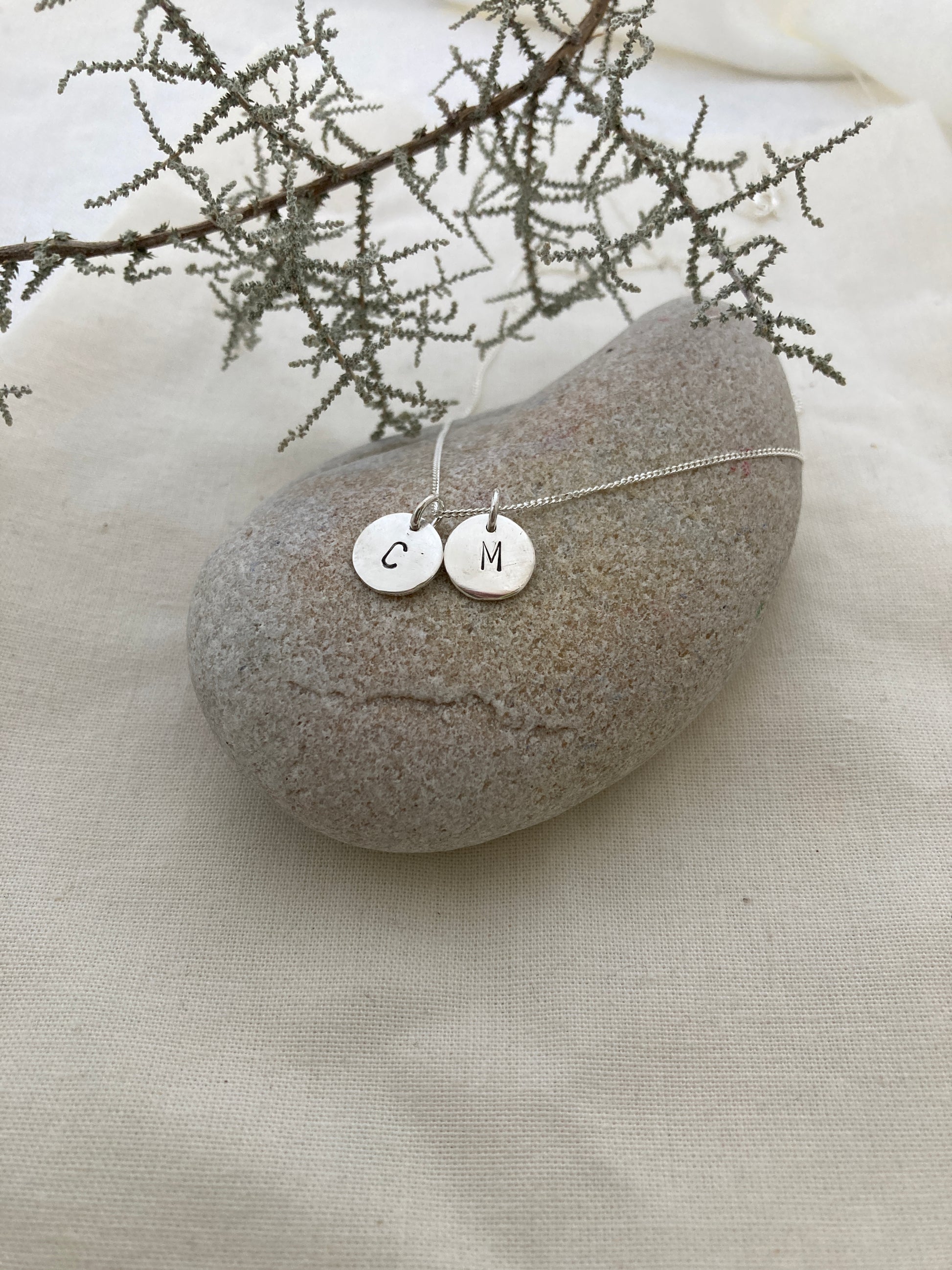 Sterling Silver 9mm Initial Disc Set