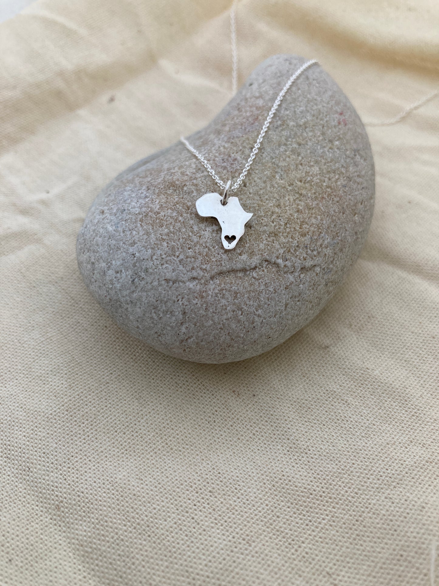 Sterling Silver Africa with Heart Charm - Charm Only