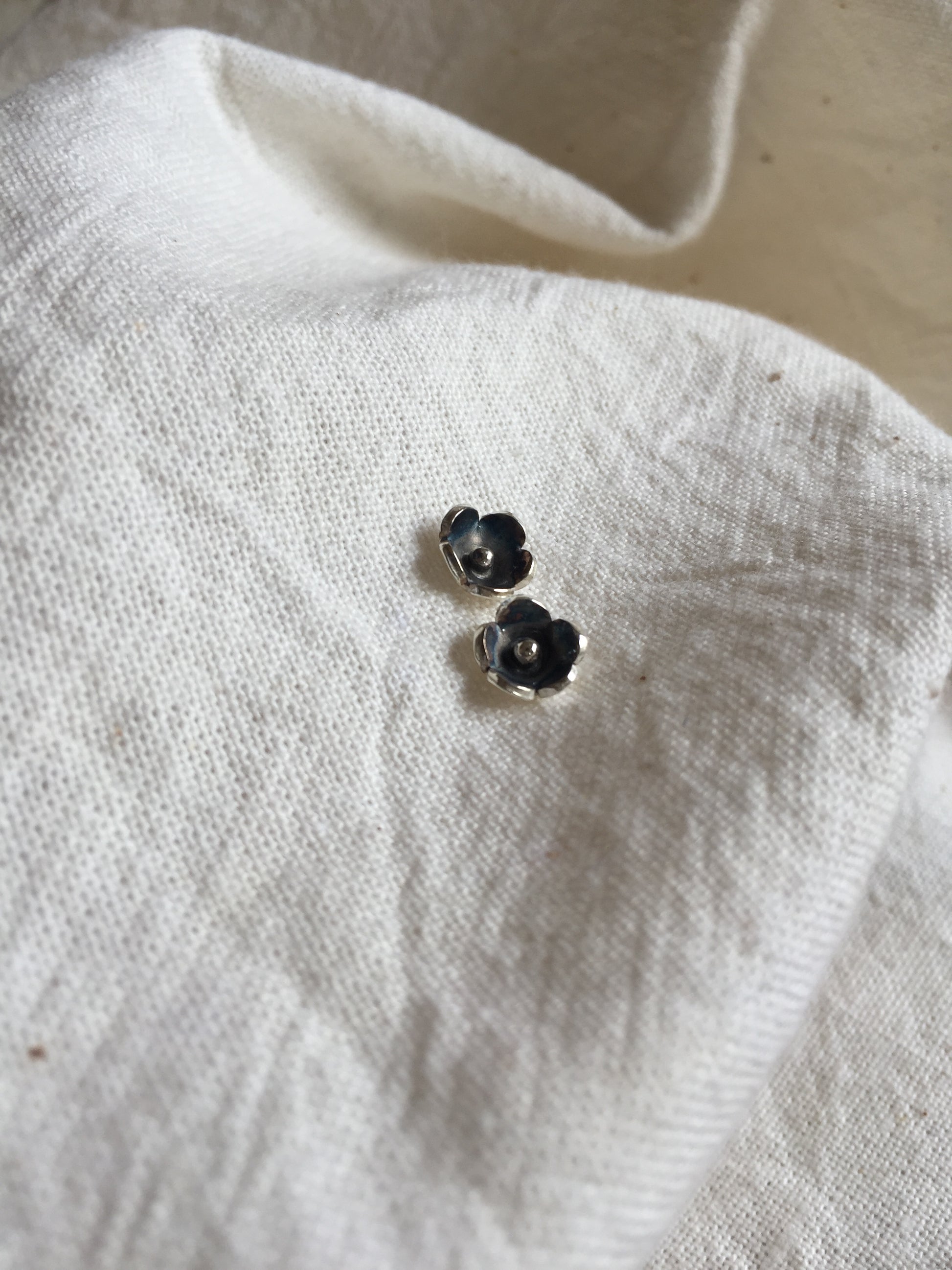 Sterling Silver Anemone Flower Earrings