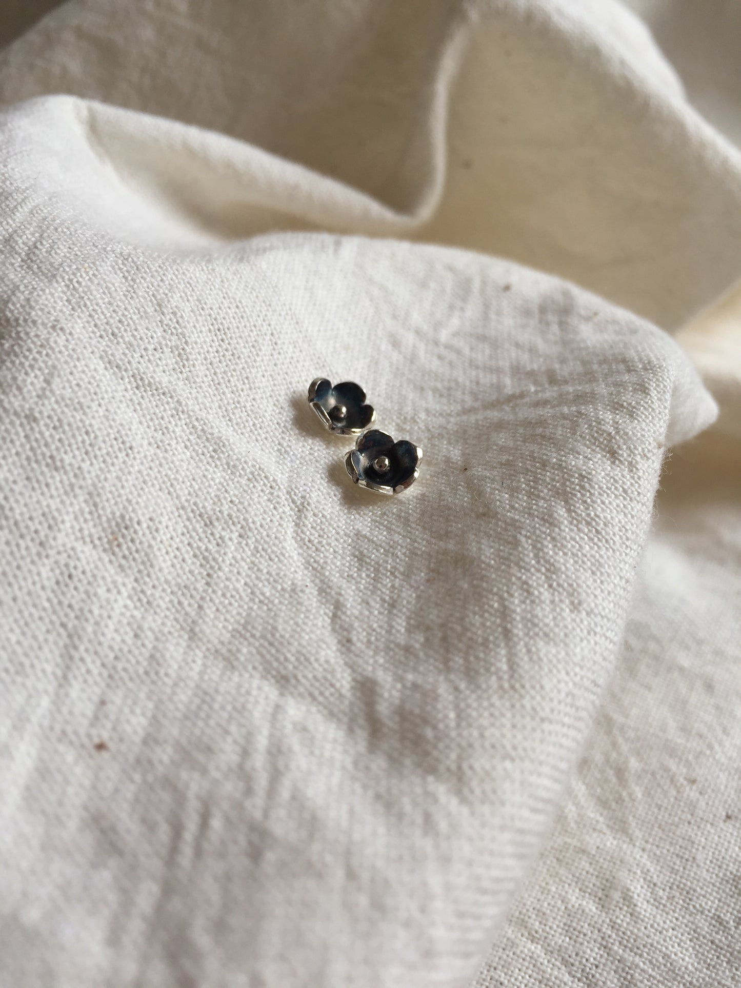 Sterling Silver Anemone Flower Earrings