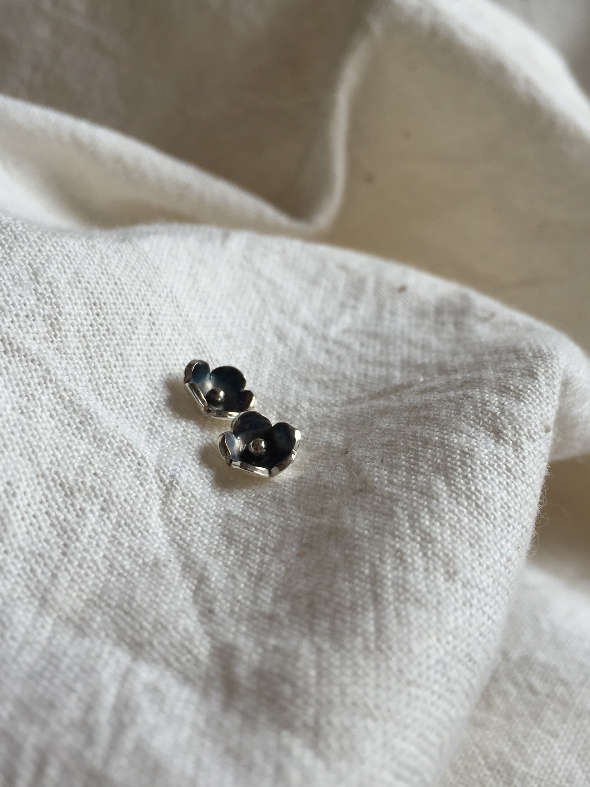 Sterling Silver Anemone Flower Earrings