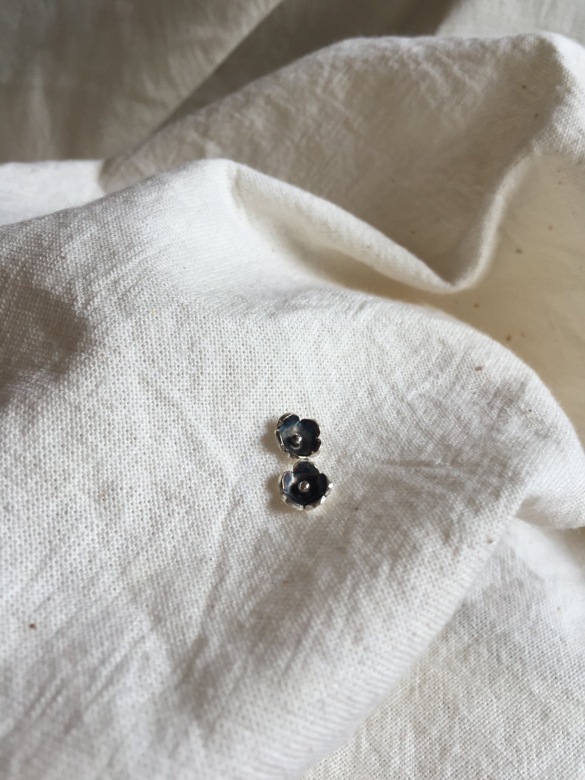 Sterling Silver Anemone Flower Earrings