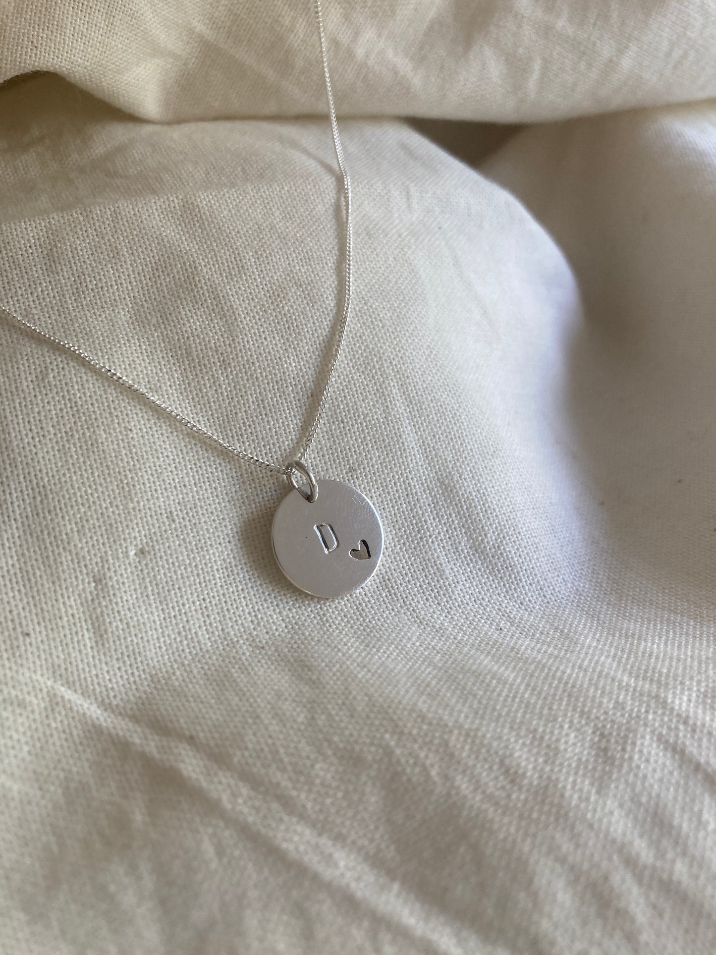Sterling Silver 13mm Bauble Pendant with hand stamped initial