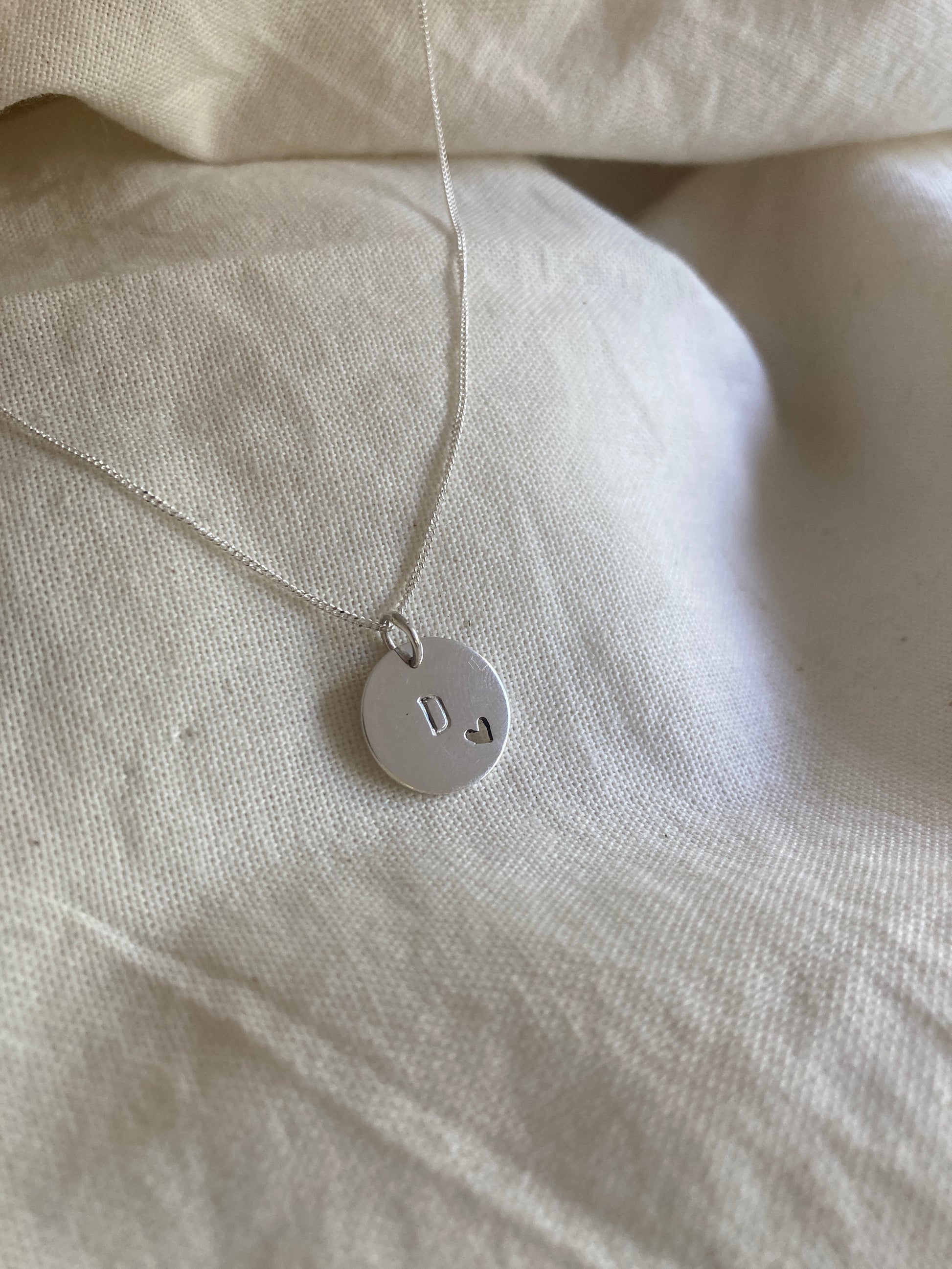 Sterling Silver 13mm Bauble Pendant with hand stamped initial