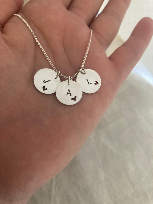 Sterling Silver 13mm Bauble Disc Pendant with two additional Bauble Disc Charms