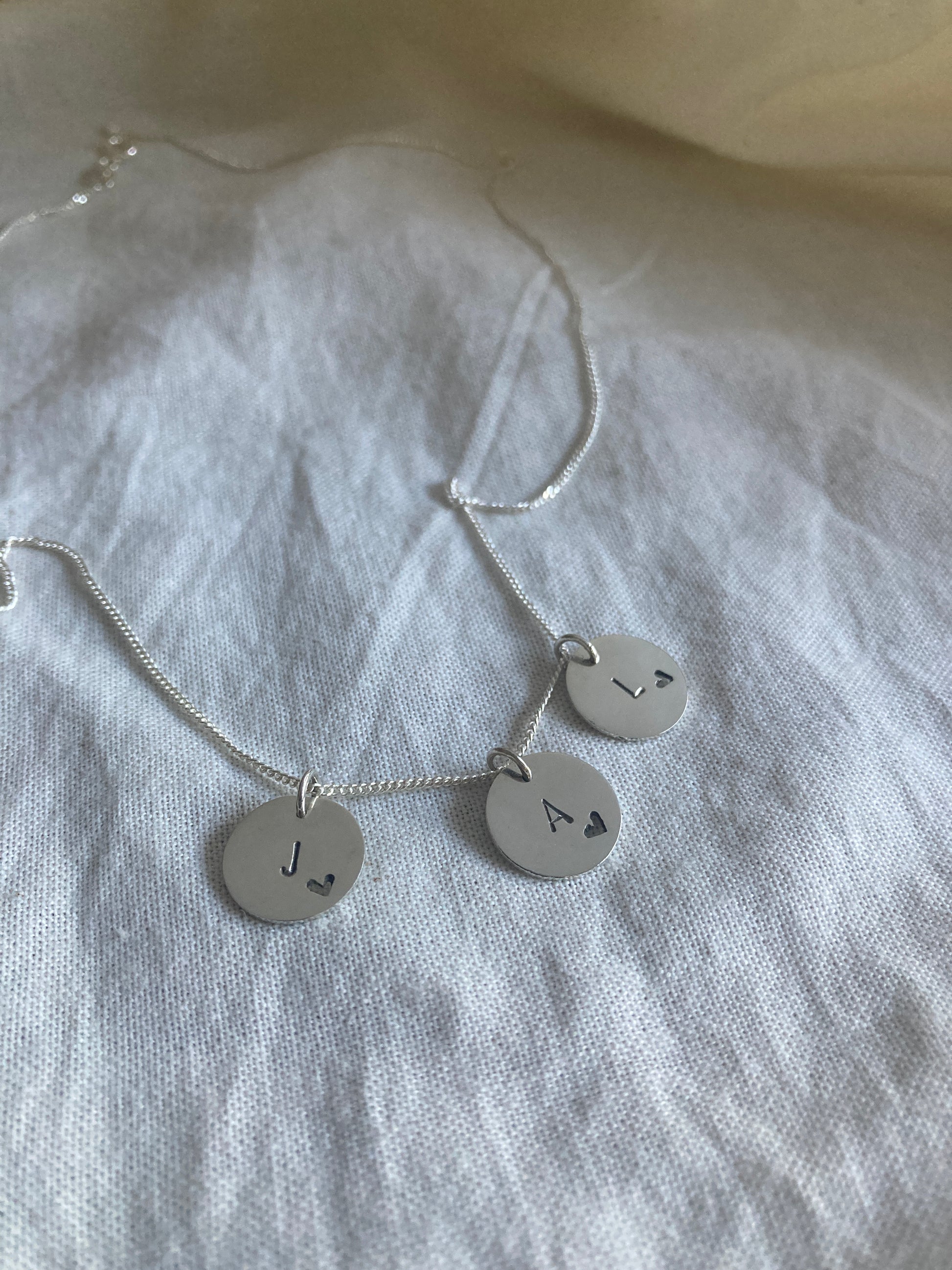 Sterling Silver 13mm Bauble Disc Pendant with two additional Bauble Disc Charms