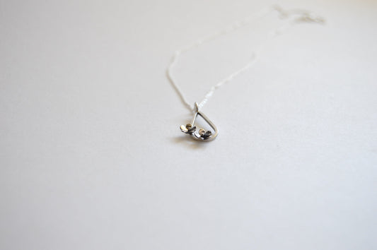 Sterling Silver Teardrop with two small flowers in Bloom Pendant on Sterling Silver Chain
