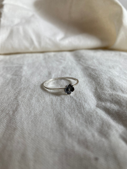 Sterling Silver Stacking Ring with little Flower in Bloom