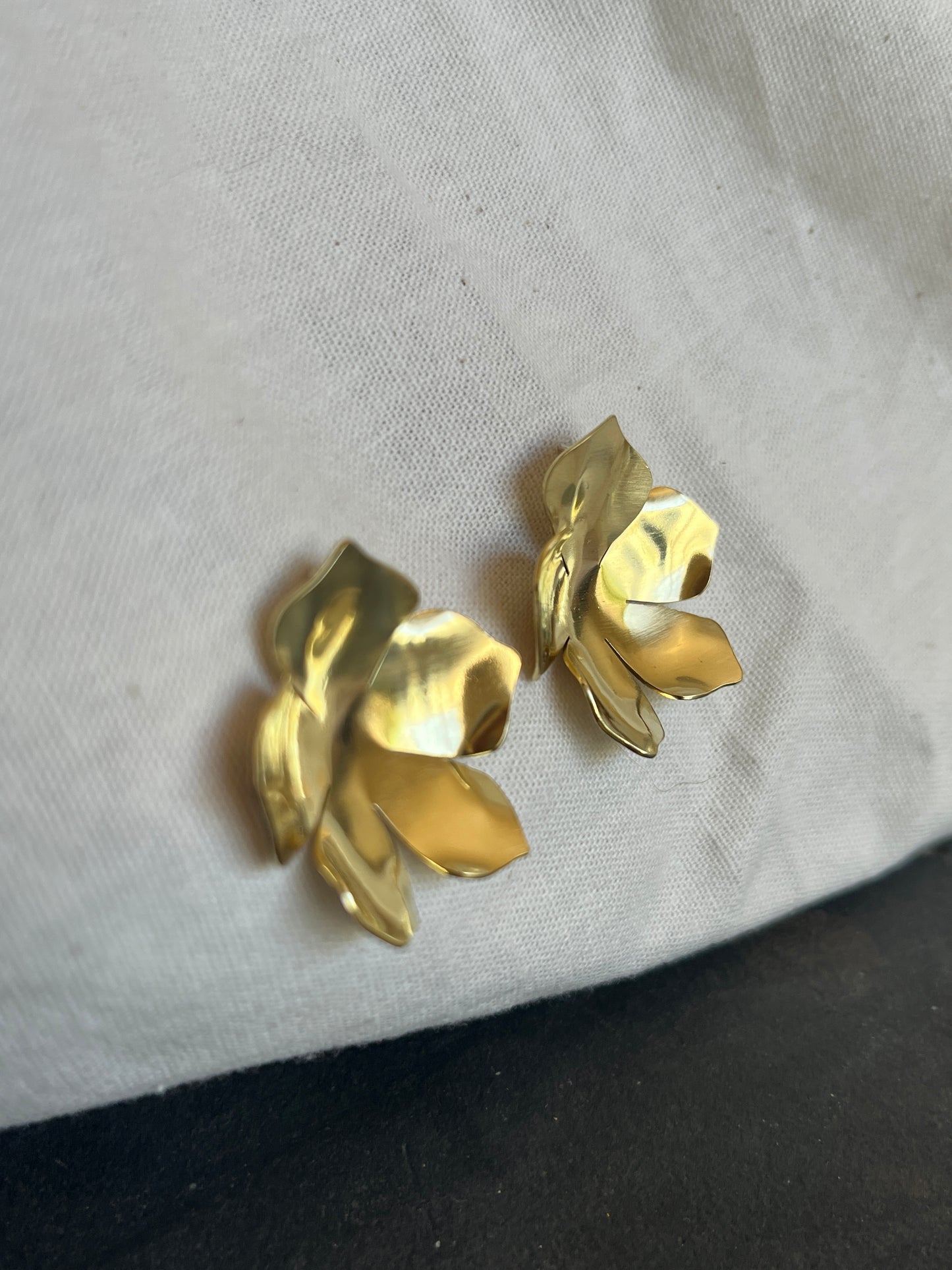 Brass Large Flower Earrings