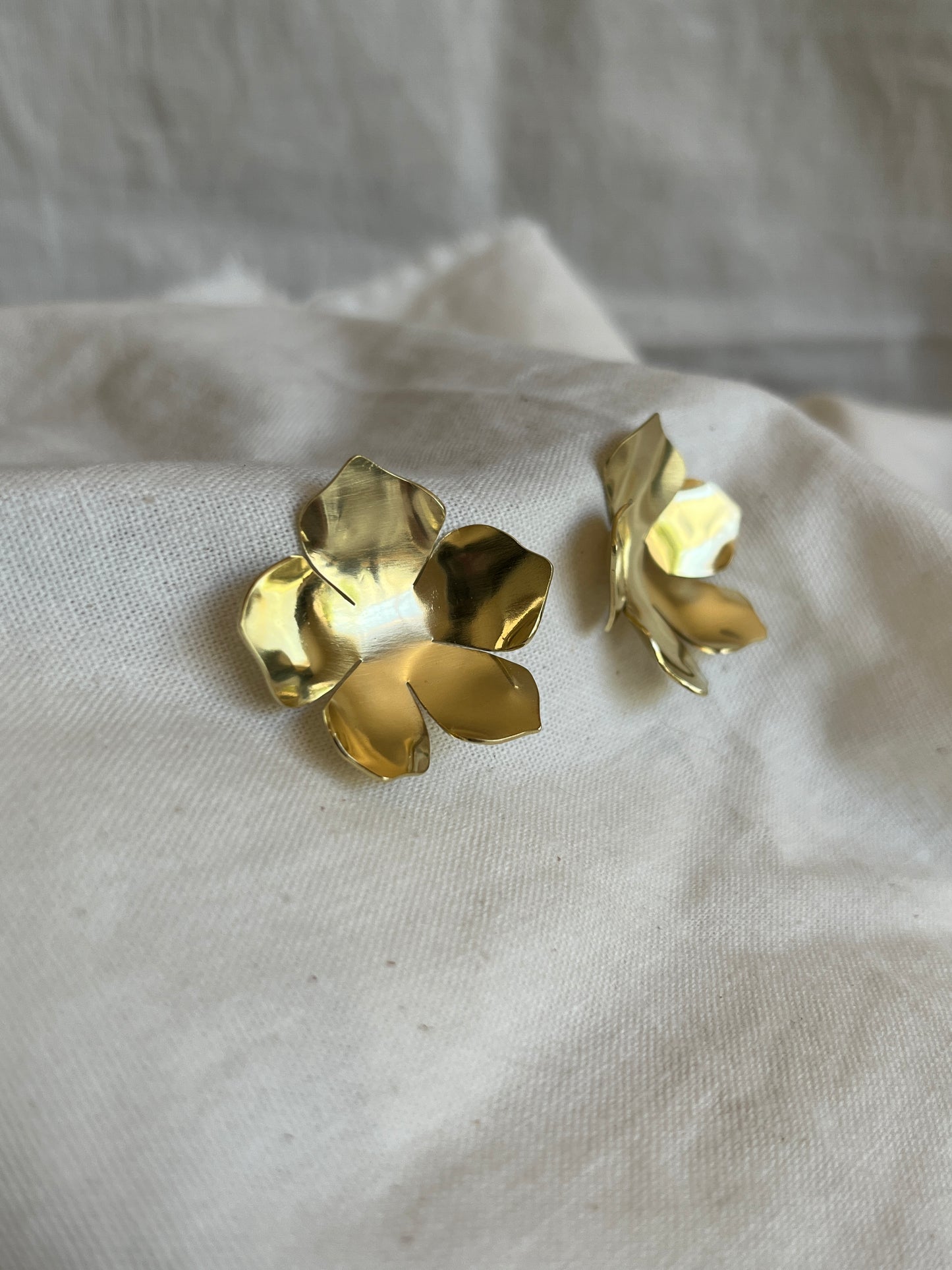 Brass Large Flower Earrings