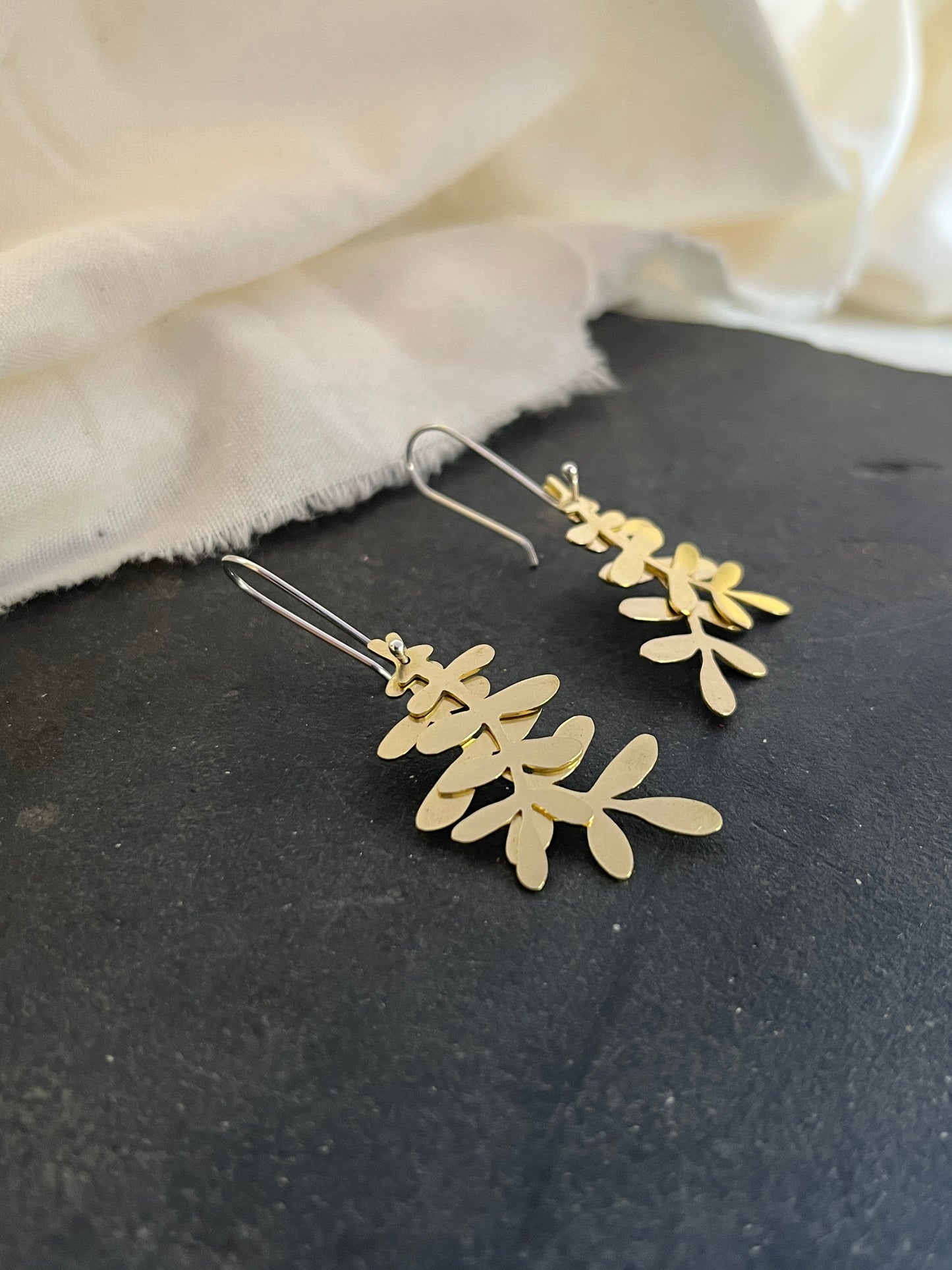 Brass Leafy Earrings