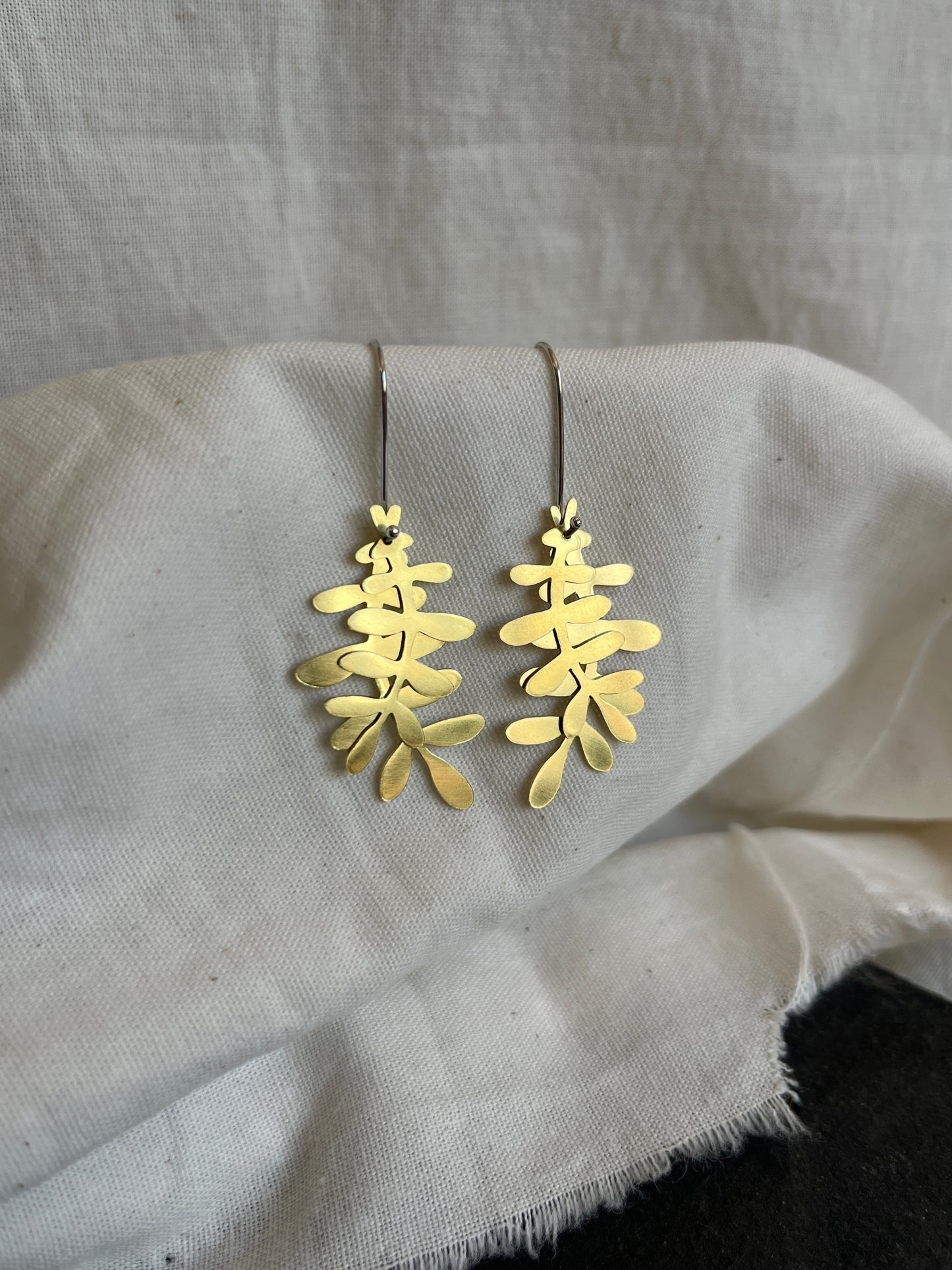 Brass Leafy Earrings