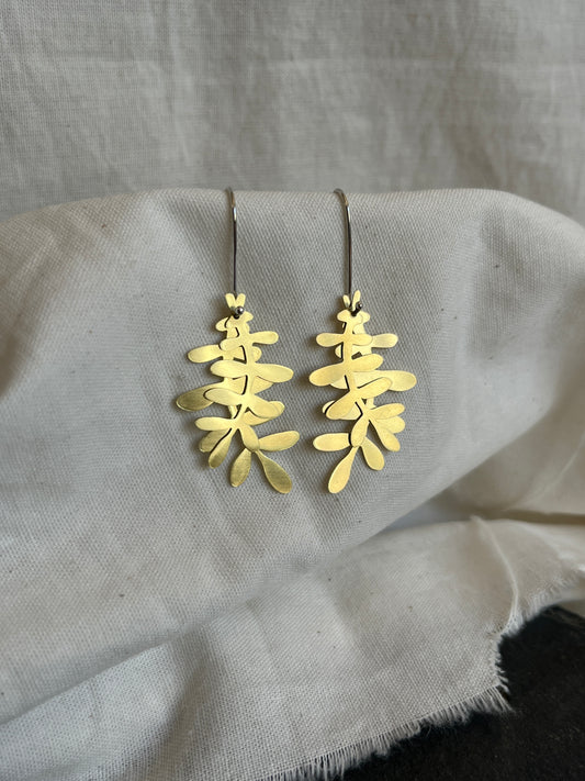 Brass Leafy Earrings