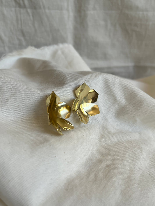 Brass Large Flower Earrings