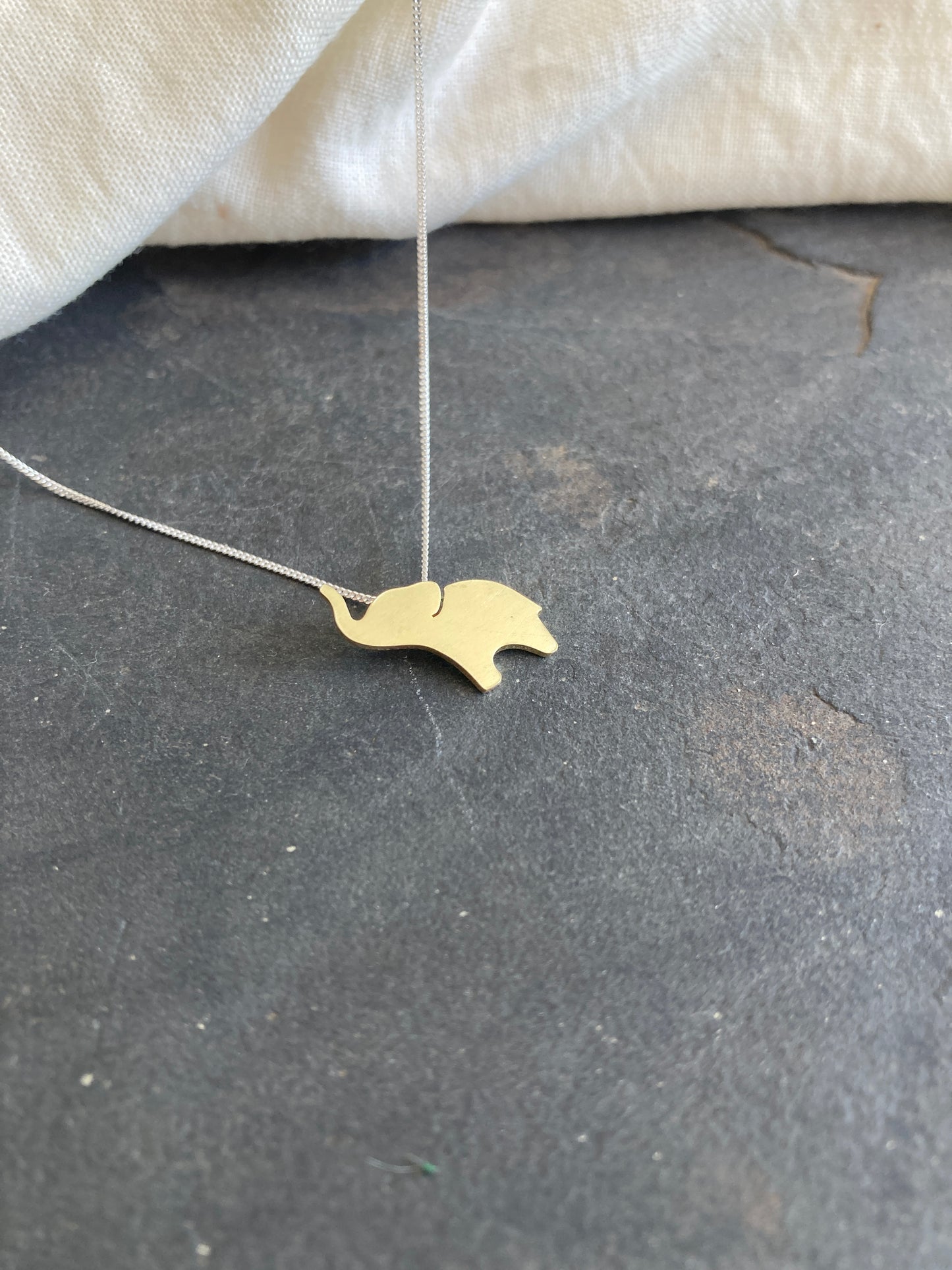 Brass Elephant Pendant on Sterling Silver Chain