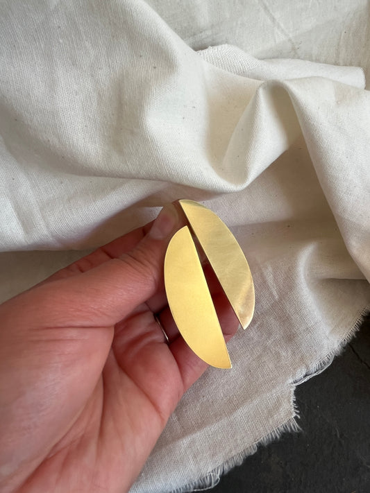 Brass Half Oval Earrings