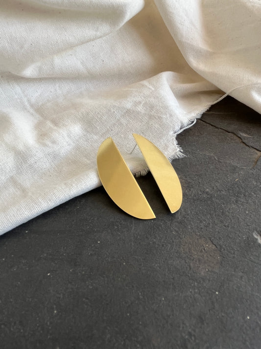Brass Half Oval Earrings