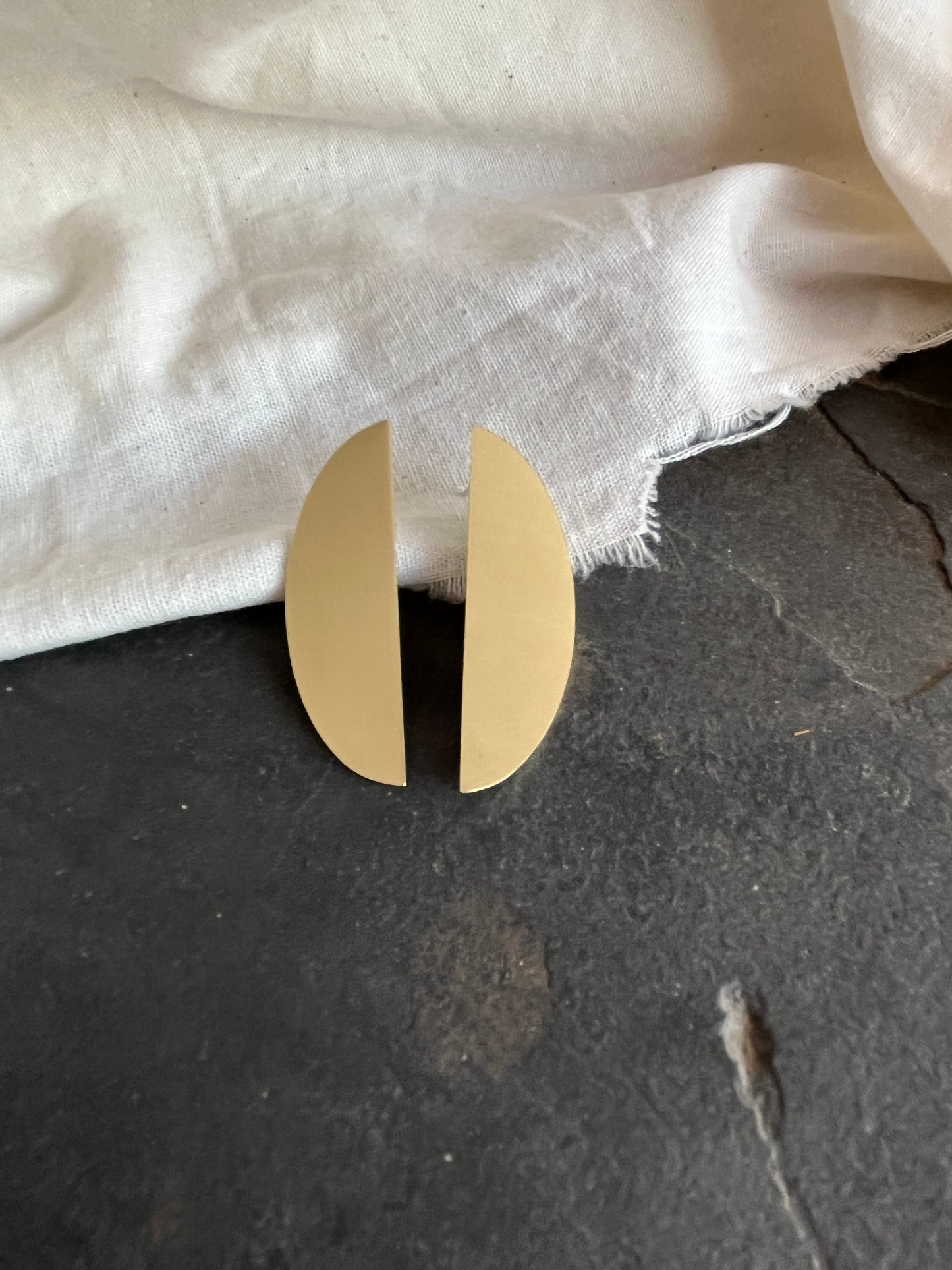 Brass Half Oval Earrings