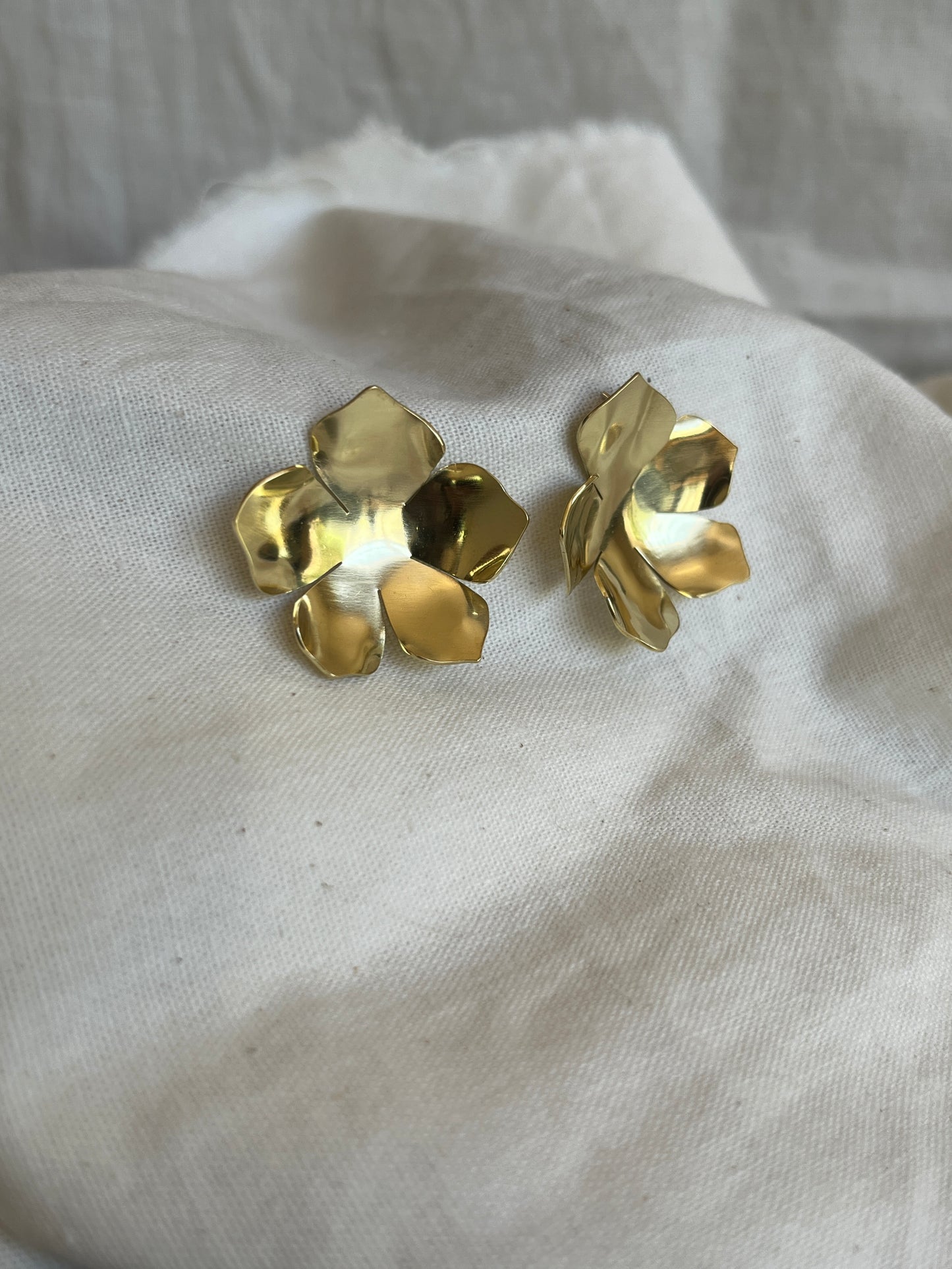 Brass Large Flower Earrings