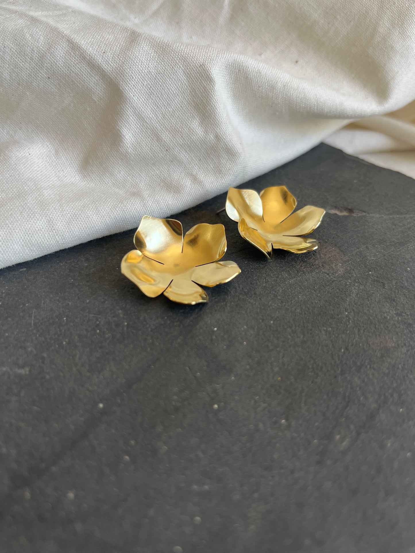 Brass Large Flower Earrings