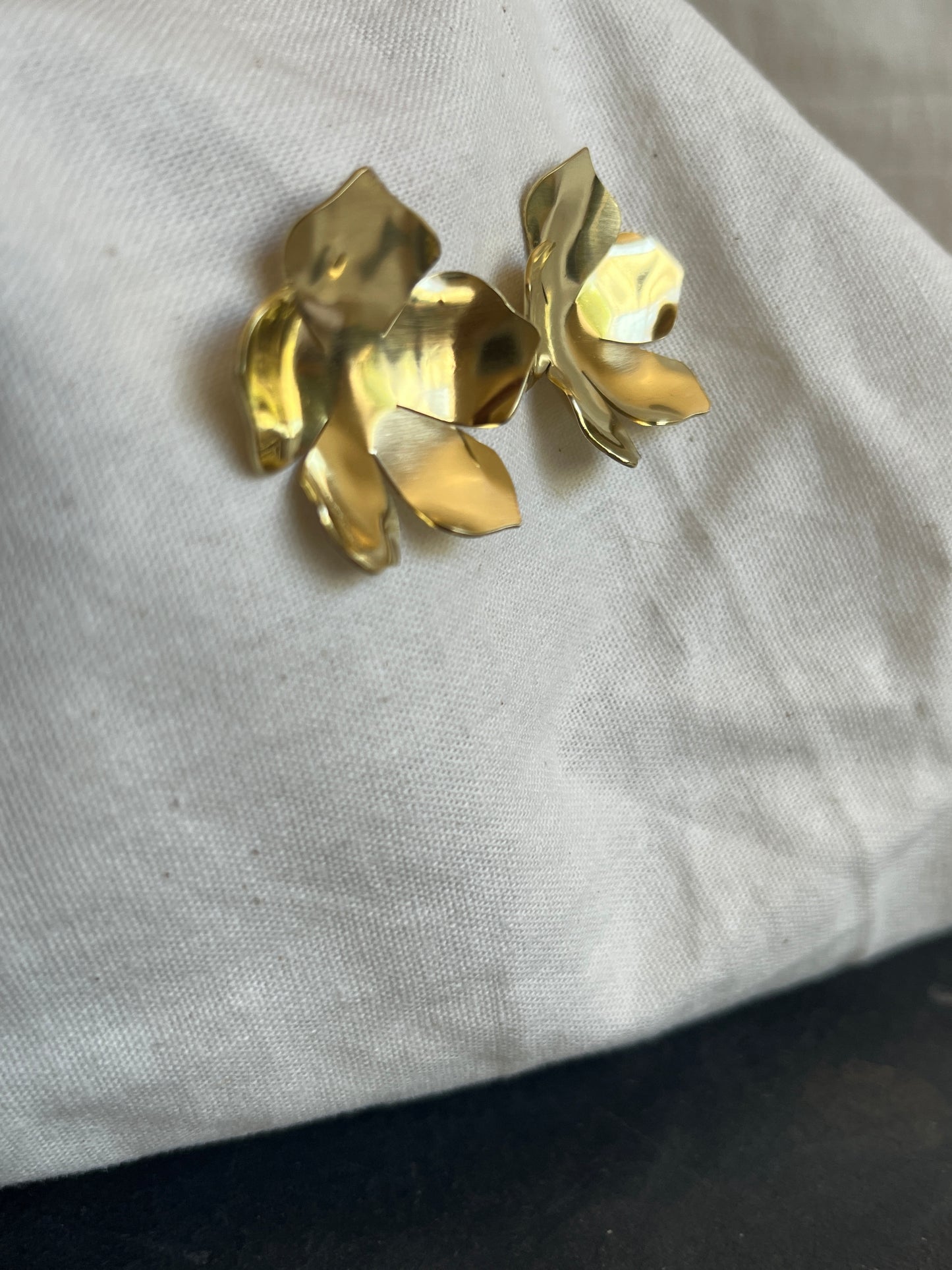 Brass Large Flower Earrings