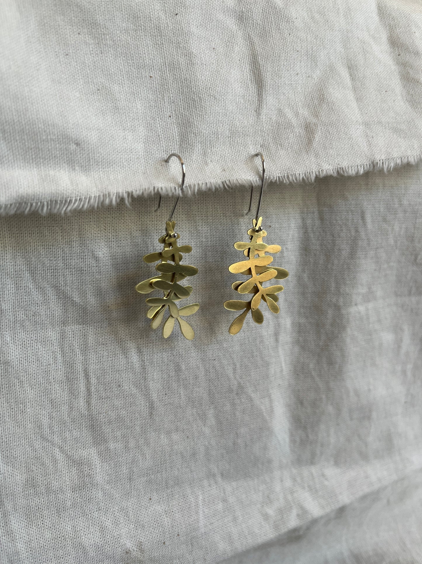 Brass Leafy Earrings