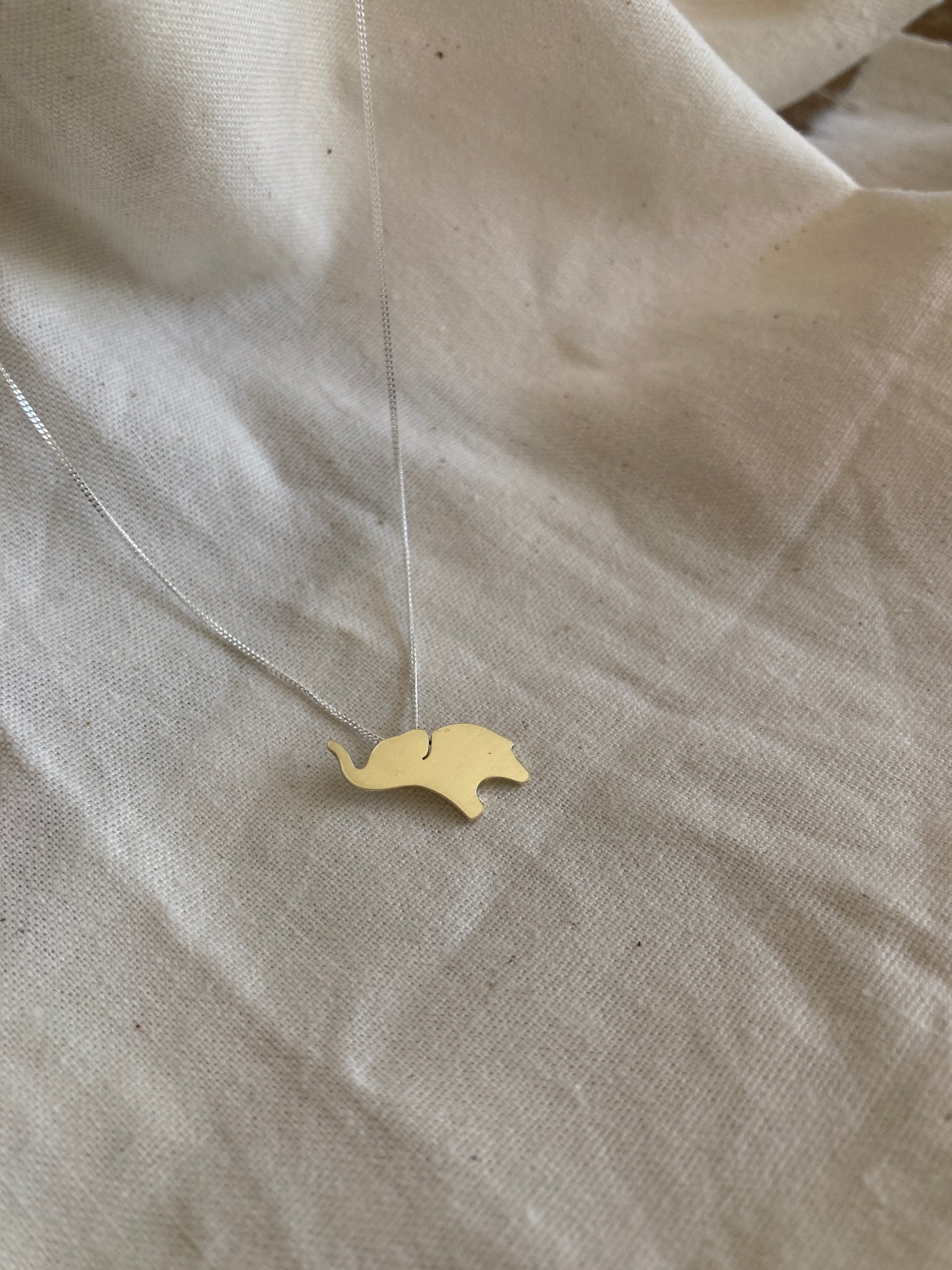 Brass Elephant Pendant on Sterling Silver Chain