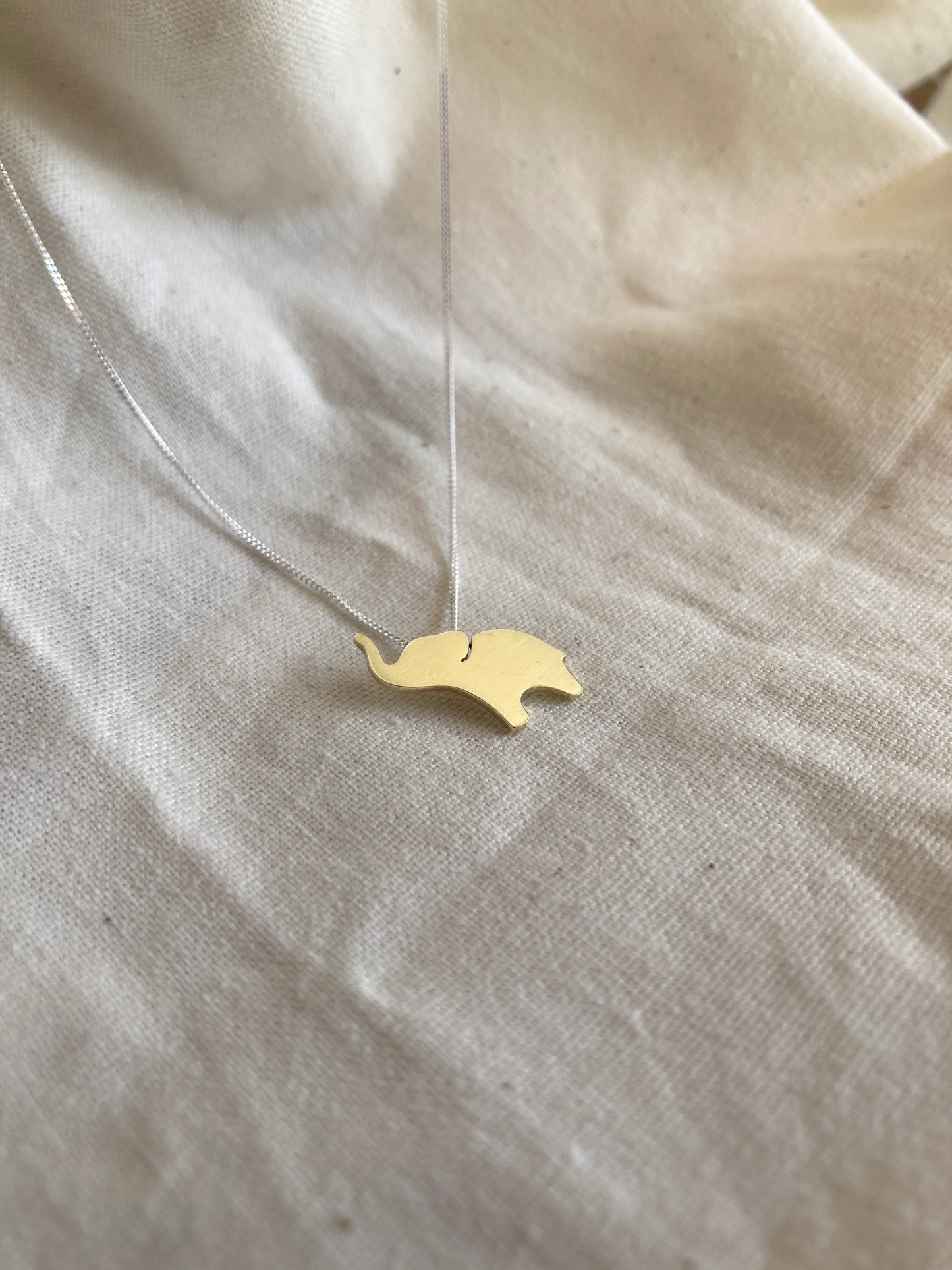 Brass Elephant Pendant on Sterling Silver Chain