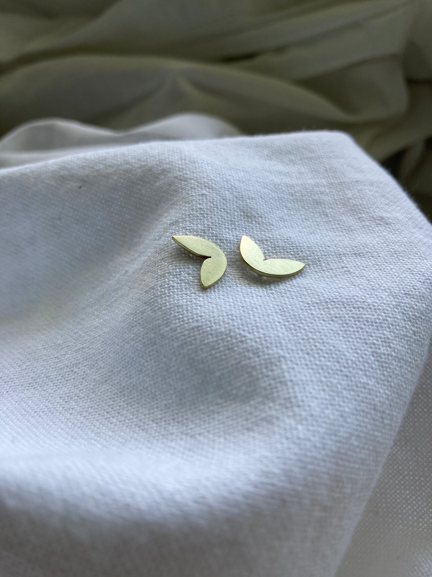Brass Petals Stud Earrings on Sterling Silver Posts