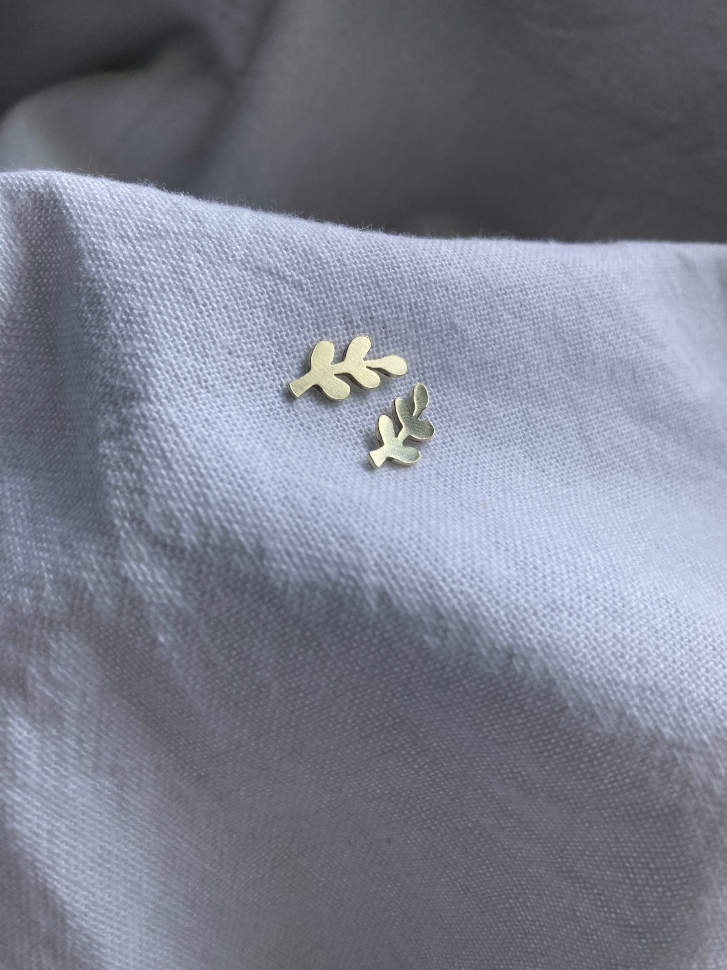 Brass Small Leaves #1 Stud Earrings