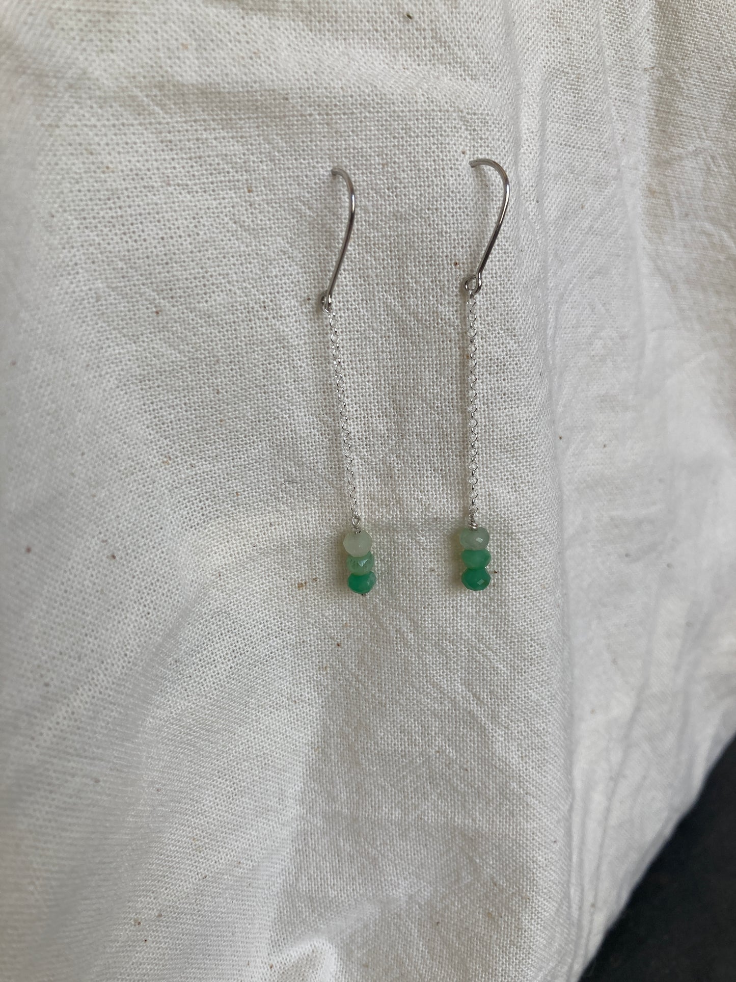 Sterling Silver Dangle Earrings with Chrysoprase beads