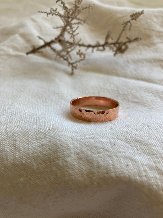 Copper Men's Wedding Band with Hammered texture
