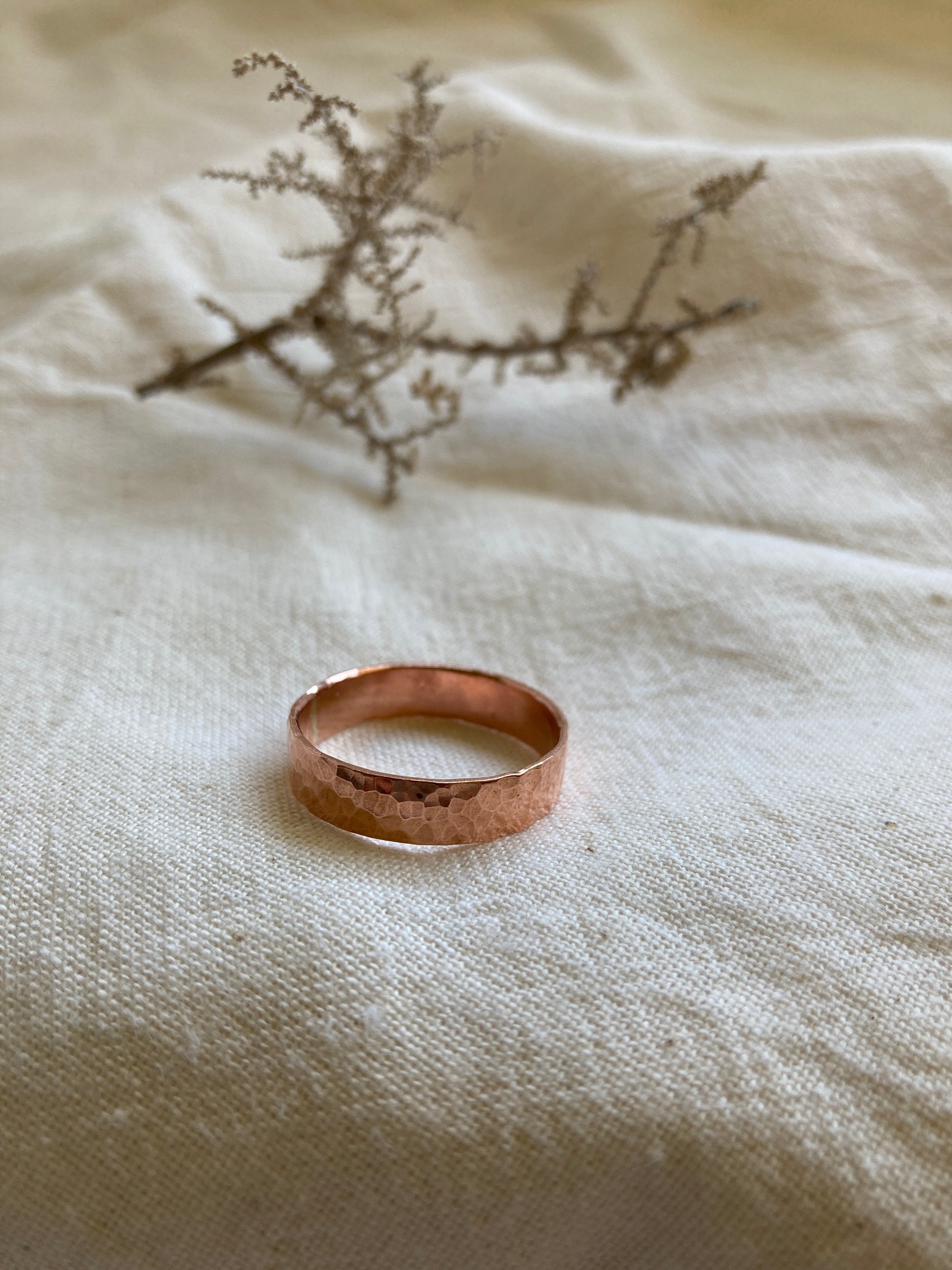 Copper Men's Wedding Band with Hammered finish