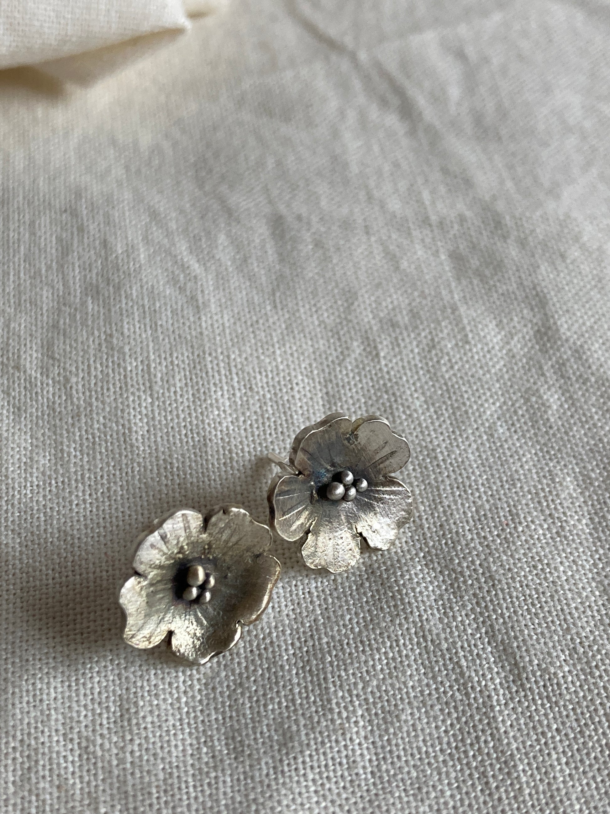 Sterling Silver Flower Stud Earrings inspired by the Cosmos Flower
