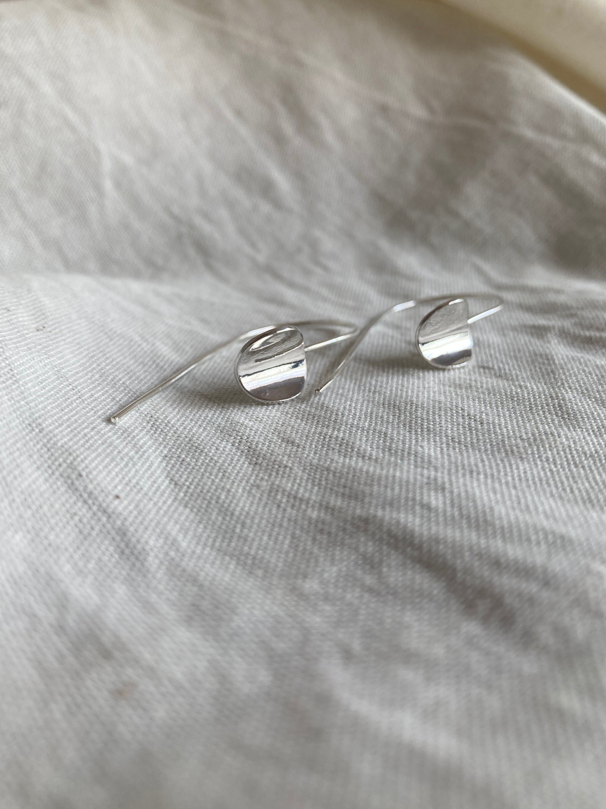 Sterling Silver Curved Circle Hook Earrings