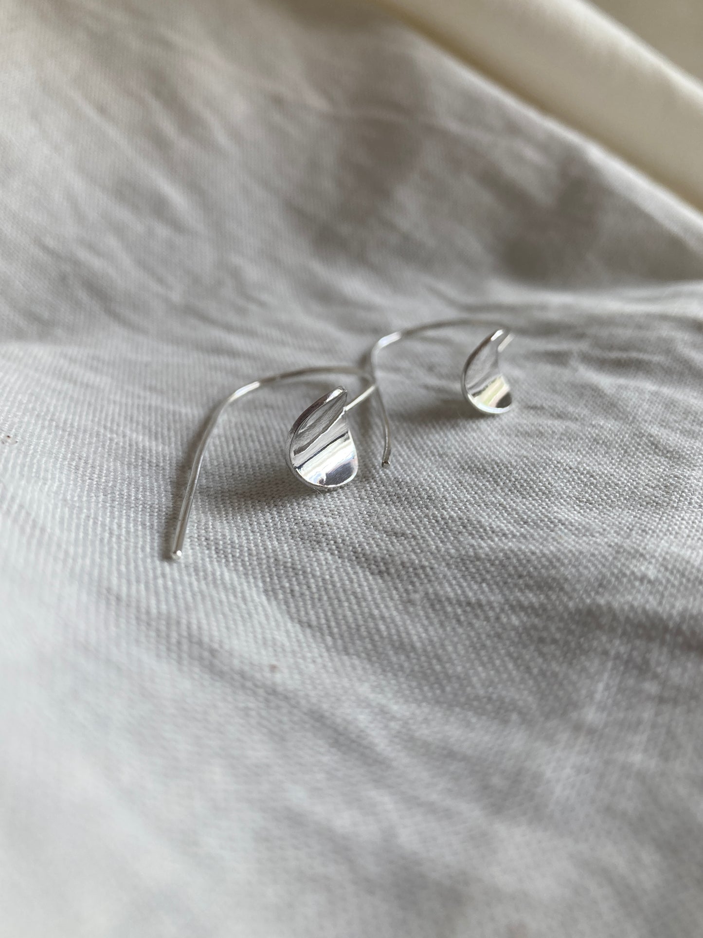 Sterling Silver Curved Circle Hook Earrings