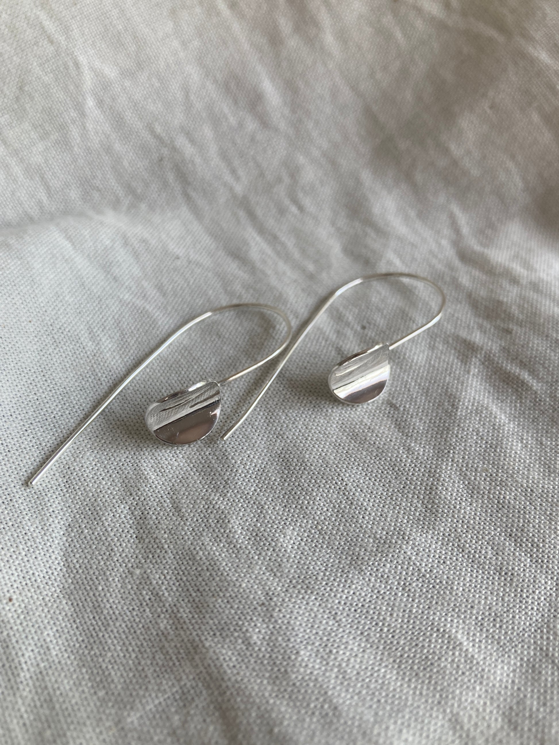 Sterling Silver Curved Circle Hook Earrings