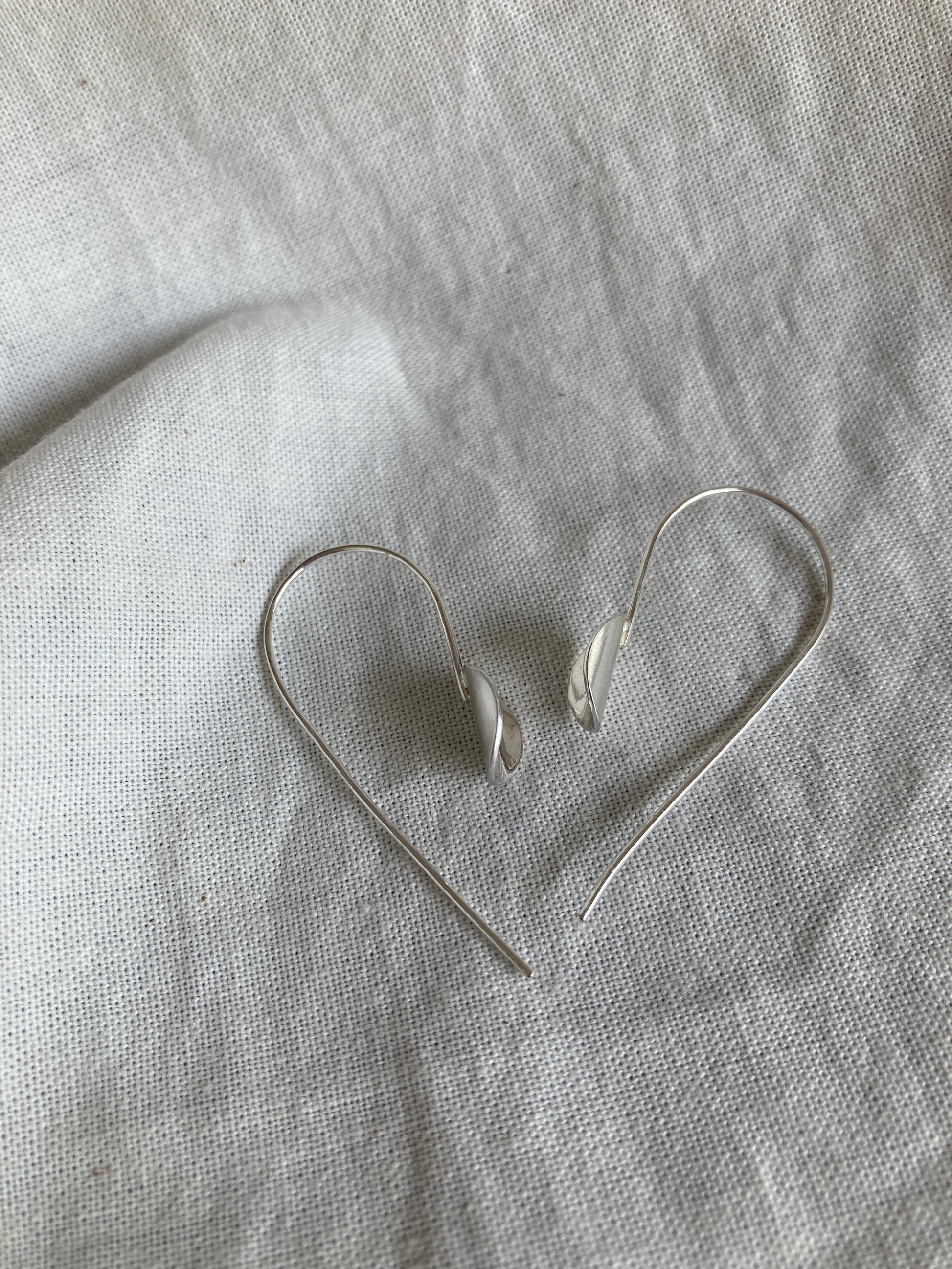 Sterling Silver Curved Circle Hook Earrings