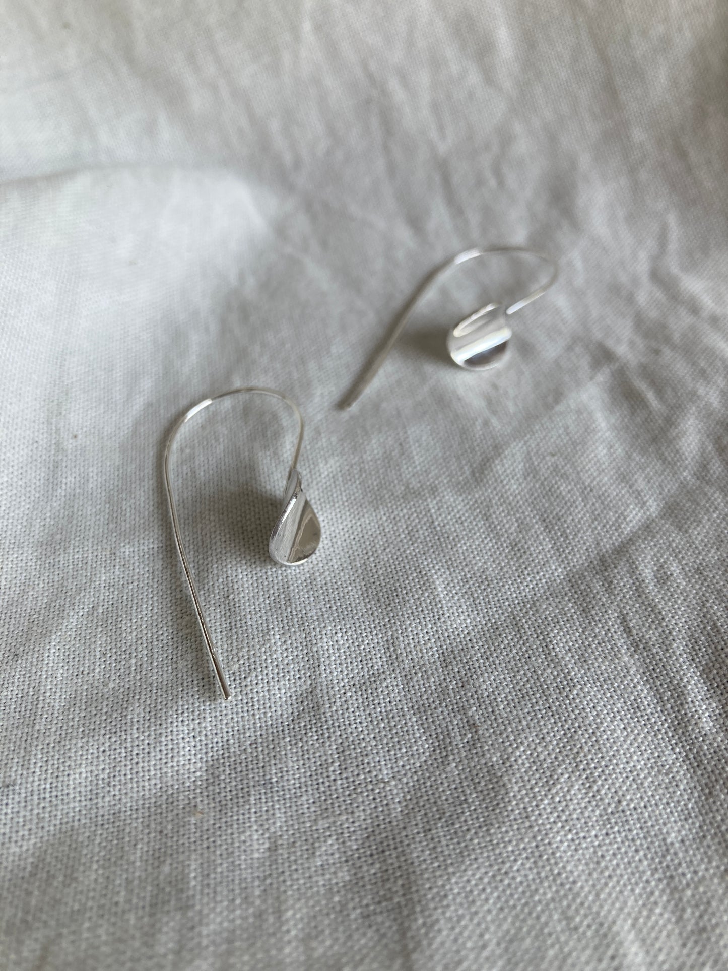 Sterling Silver Curved Circle Hook Earrings