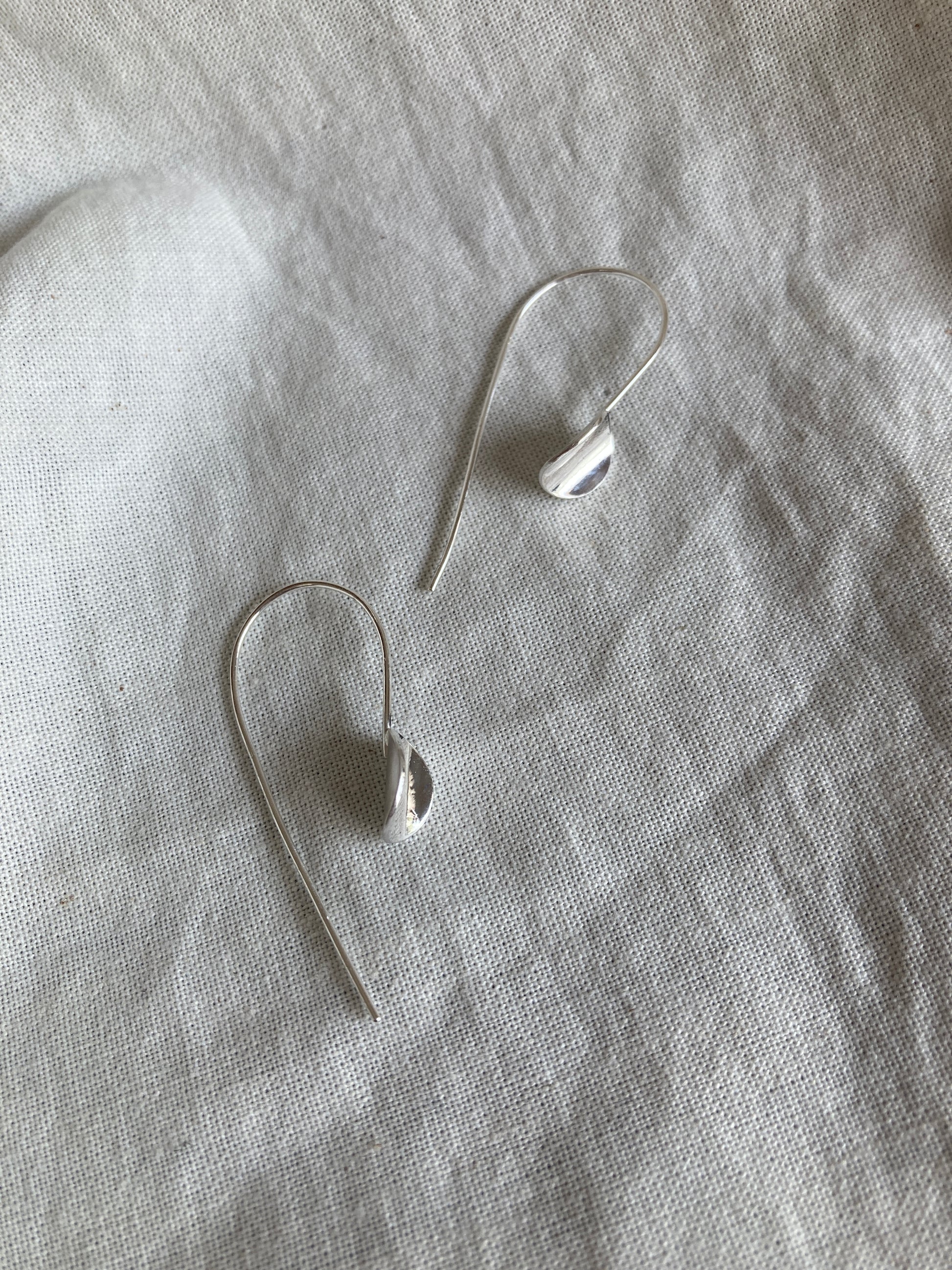 Sterling Silver Curved Circle Hook Earrings