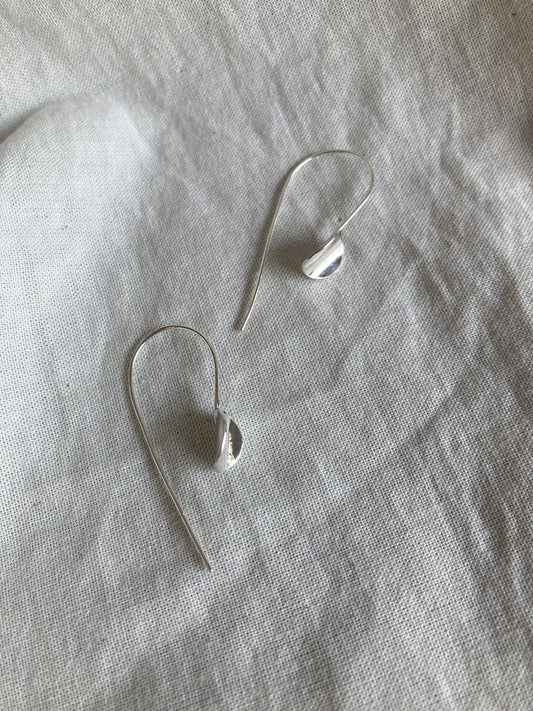 Sterling Silver Curved Circle Hook Earrings