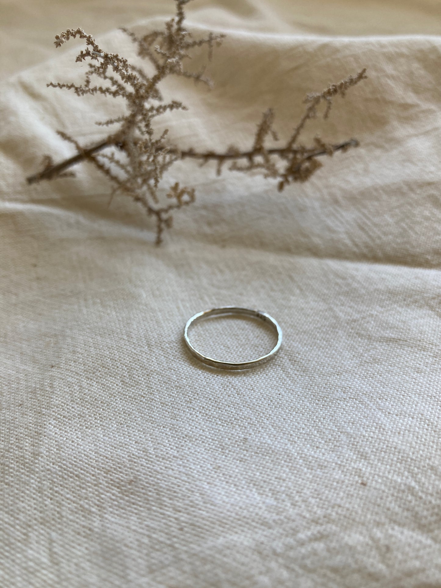 Dainty Sterling Silver Stacking Ring with Hammered finish
