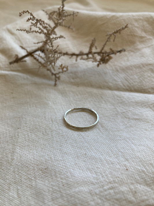 Dainty Sterling Silver Stacking Ring with Hammered finish