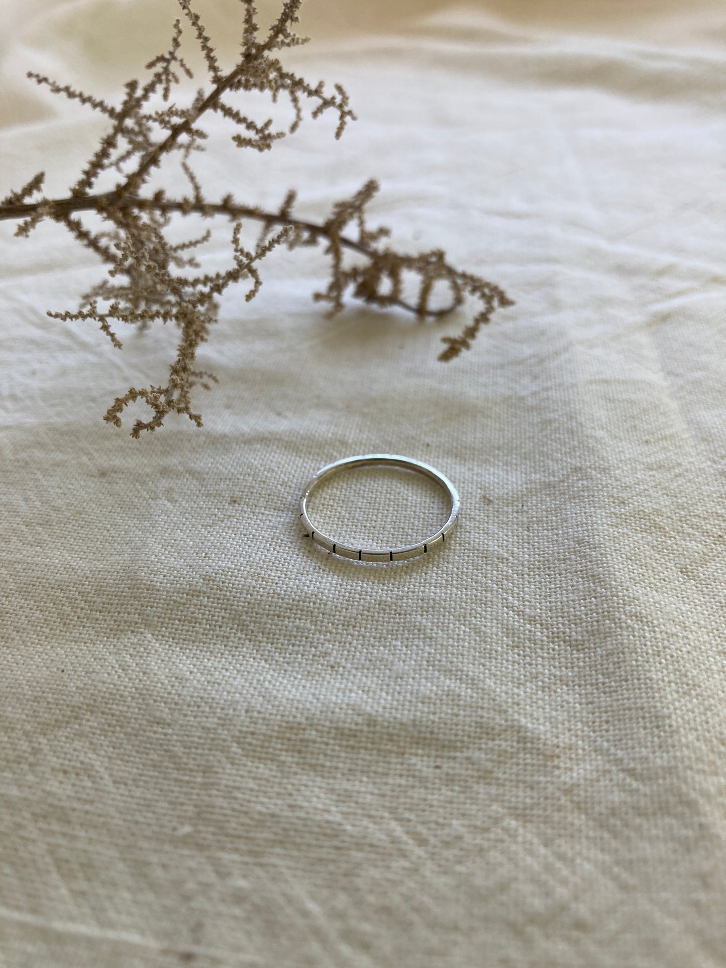 Dainty Sterling Silver Stacking Ring with Stripe design