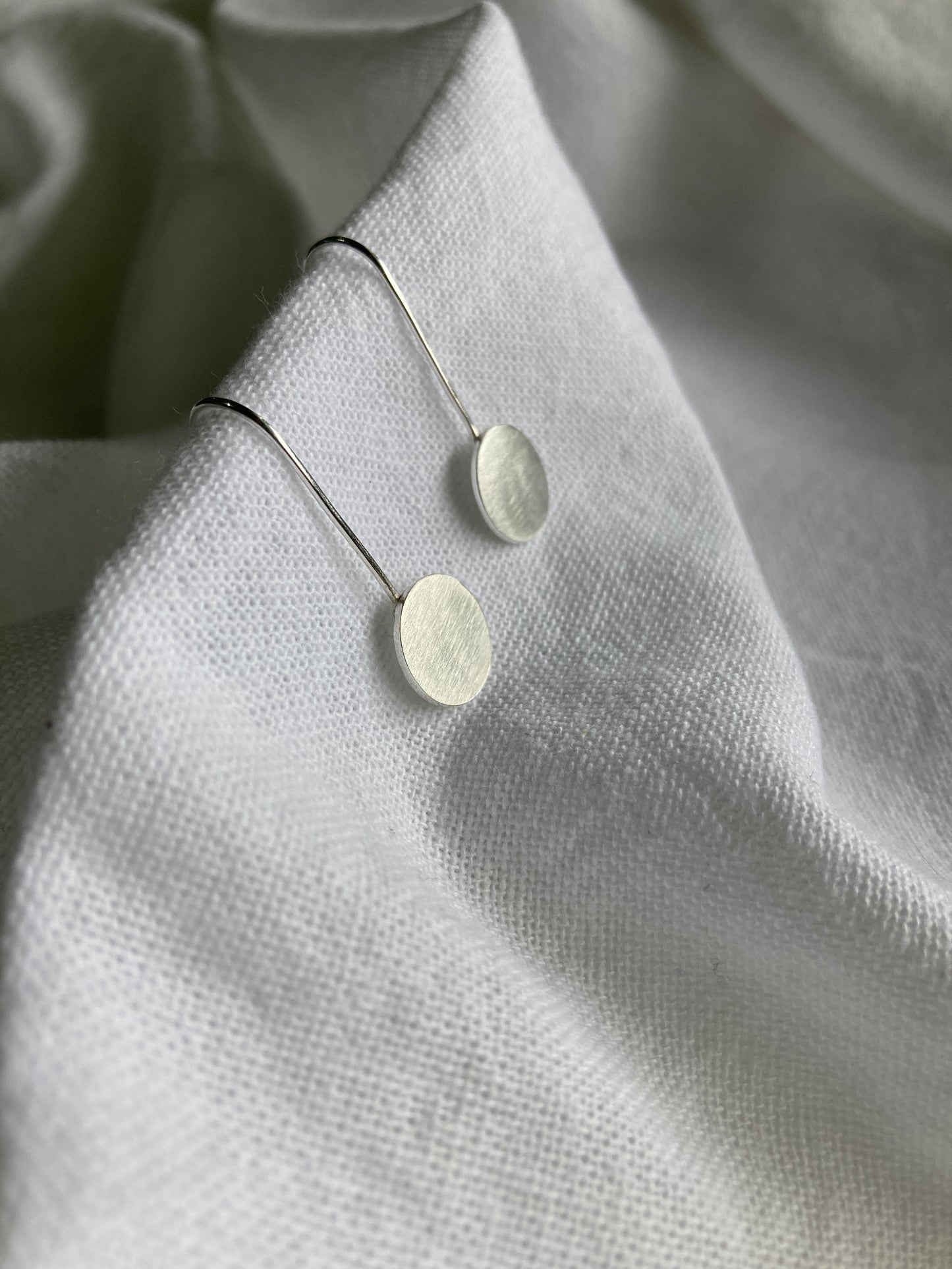 Sterling Silver Disc Hook Earrings