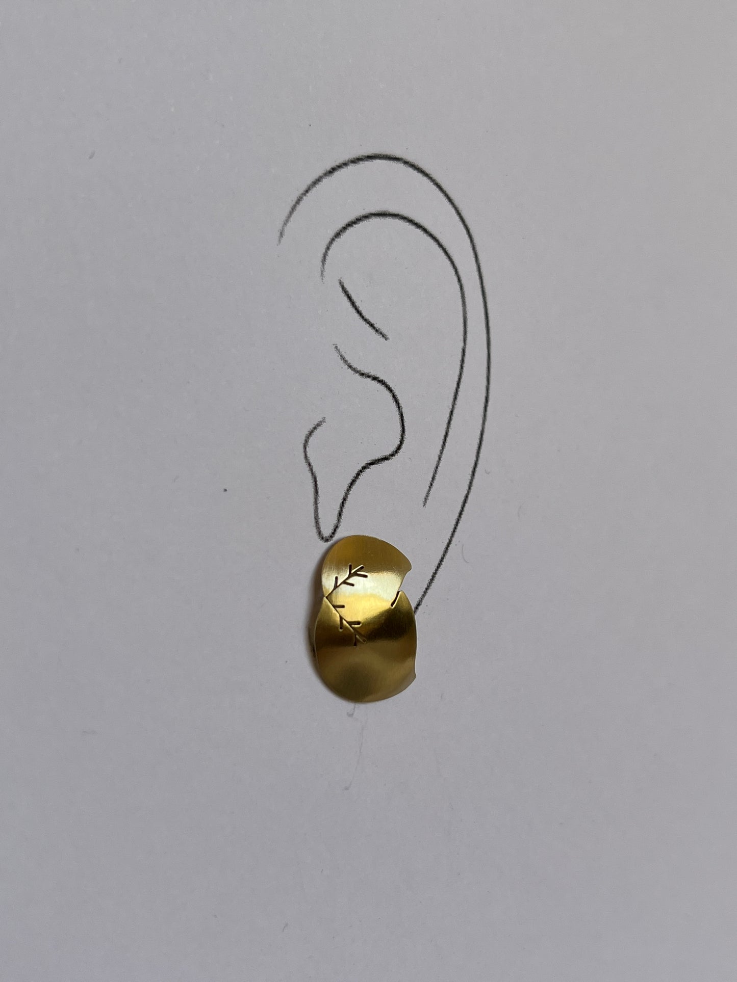Brass Domed Leaves Earrings