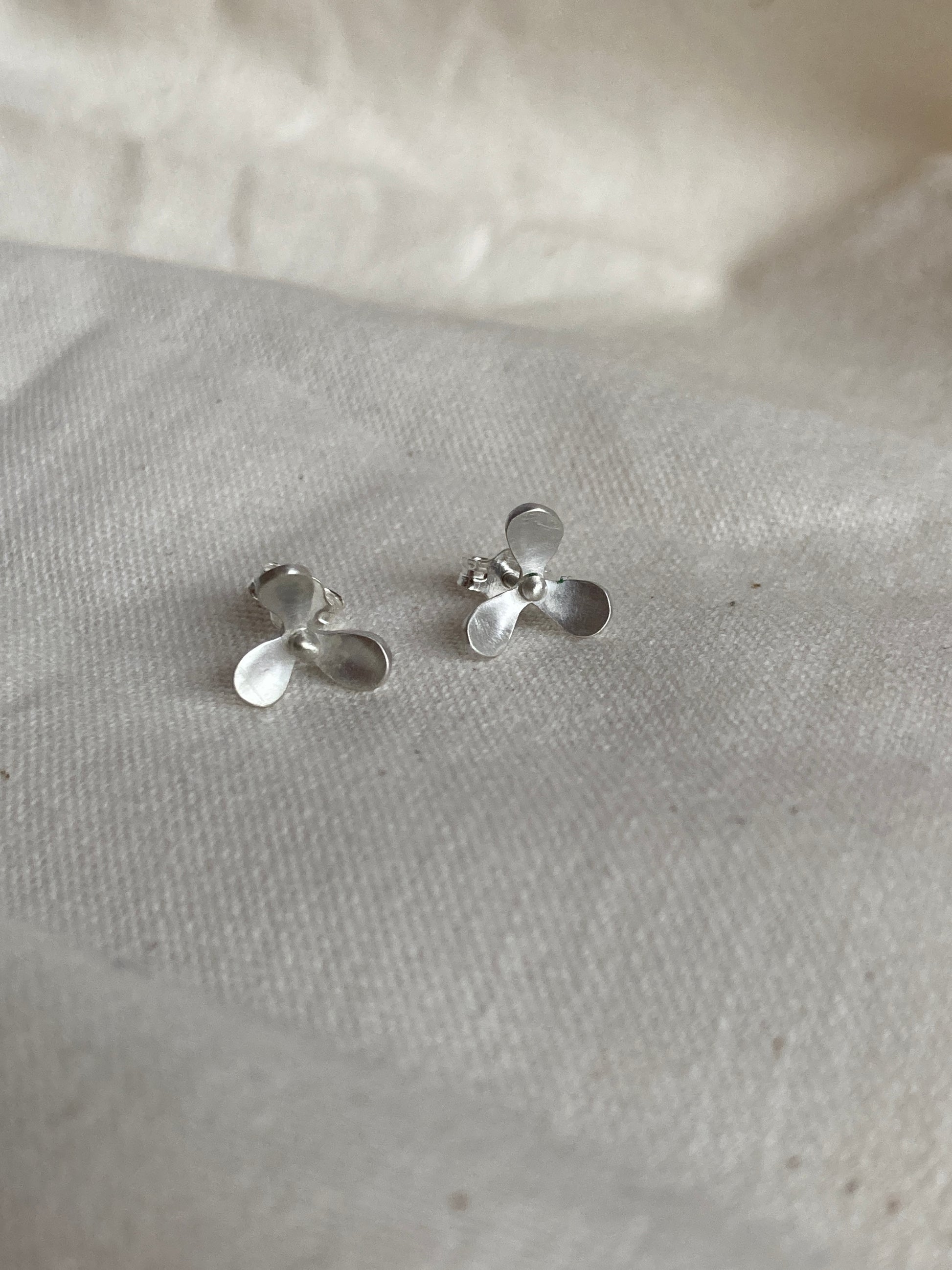 Sterling Silver 3 petal Flower Earrings