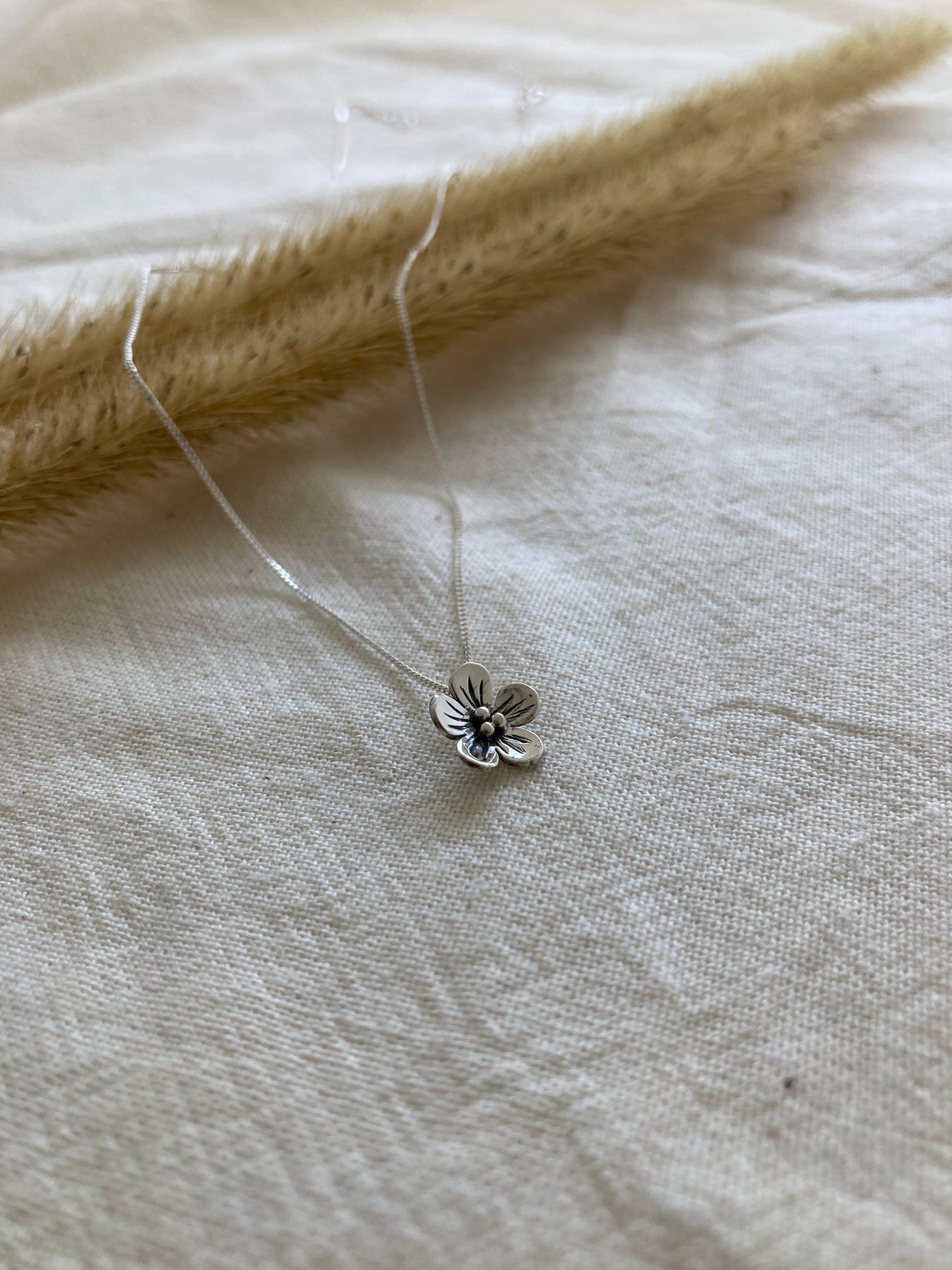 Sterling Silver Flower Pendant, Inspired by the Forget-Me-Not Flower, on Sterling Silver Chain