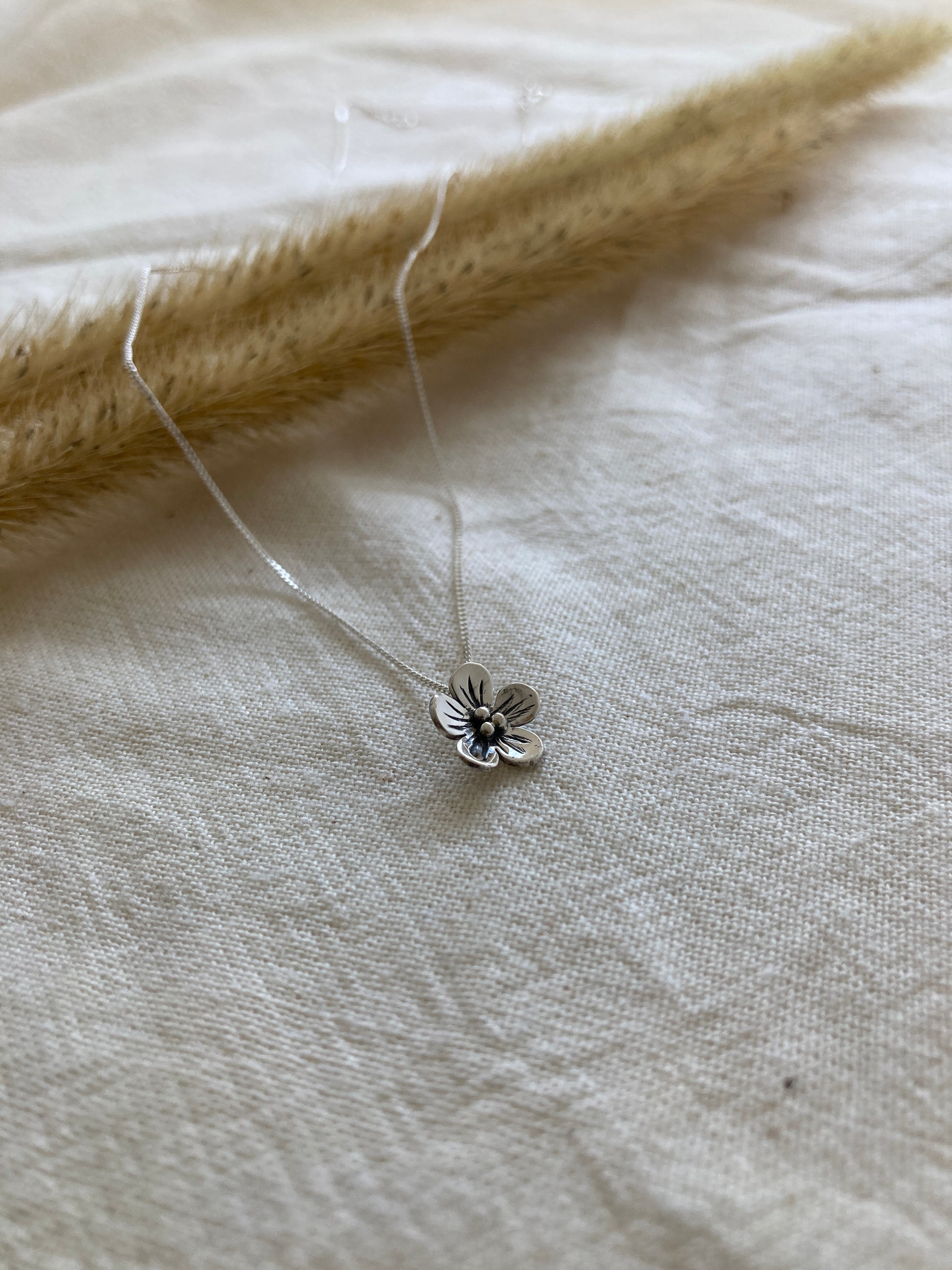 Sterling Silver Flower Pendant, Inspired by the Forget-Me-Not Flower, on Sterling Silver Chain